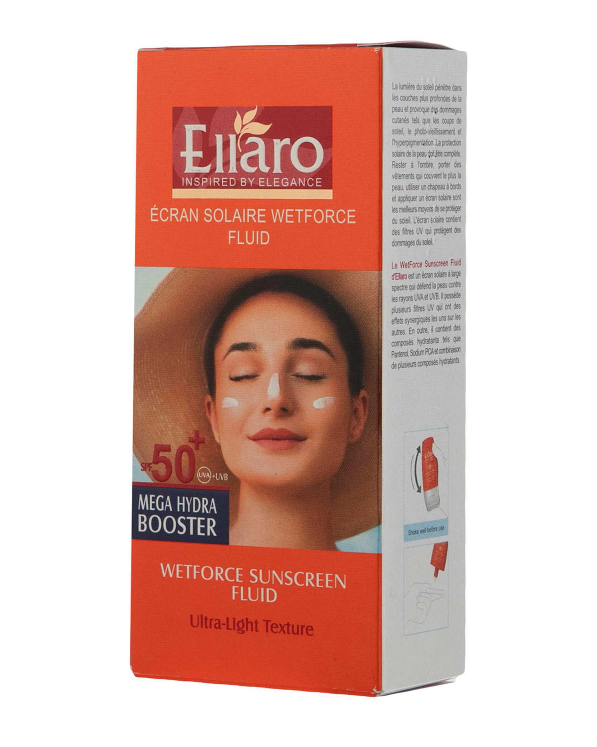 ‫فلوئید ضد آفتاب SPF50 وت فورس الارو Ellaro حجم 50ml