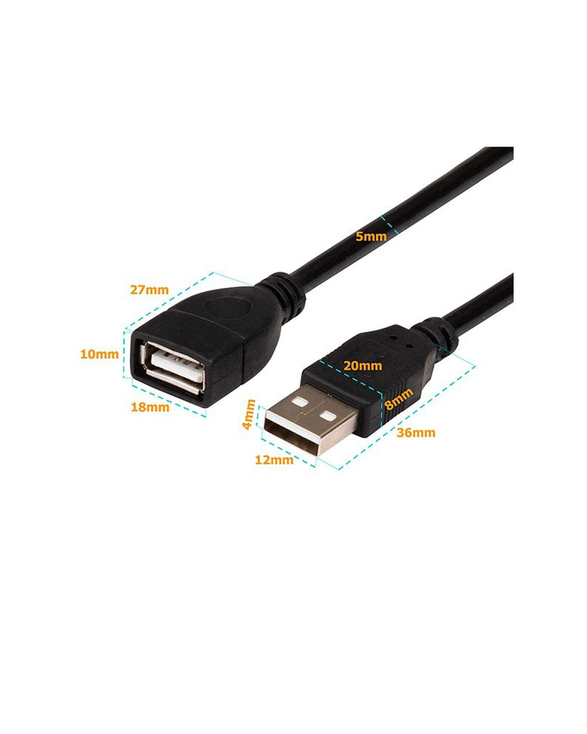 کابل USB افزایش طول مشکی دارای نویزگیر ET-LINK طول 1.5 متری
