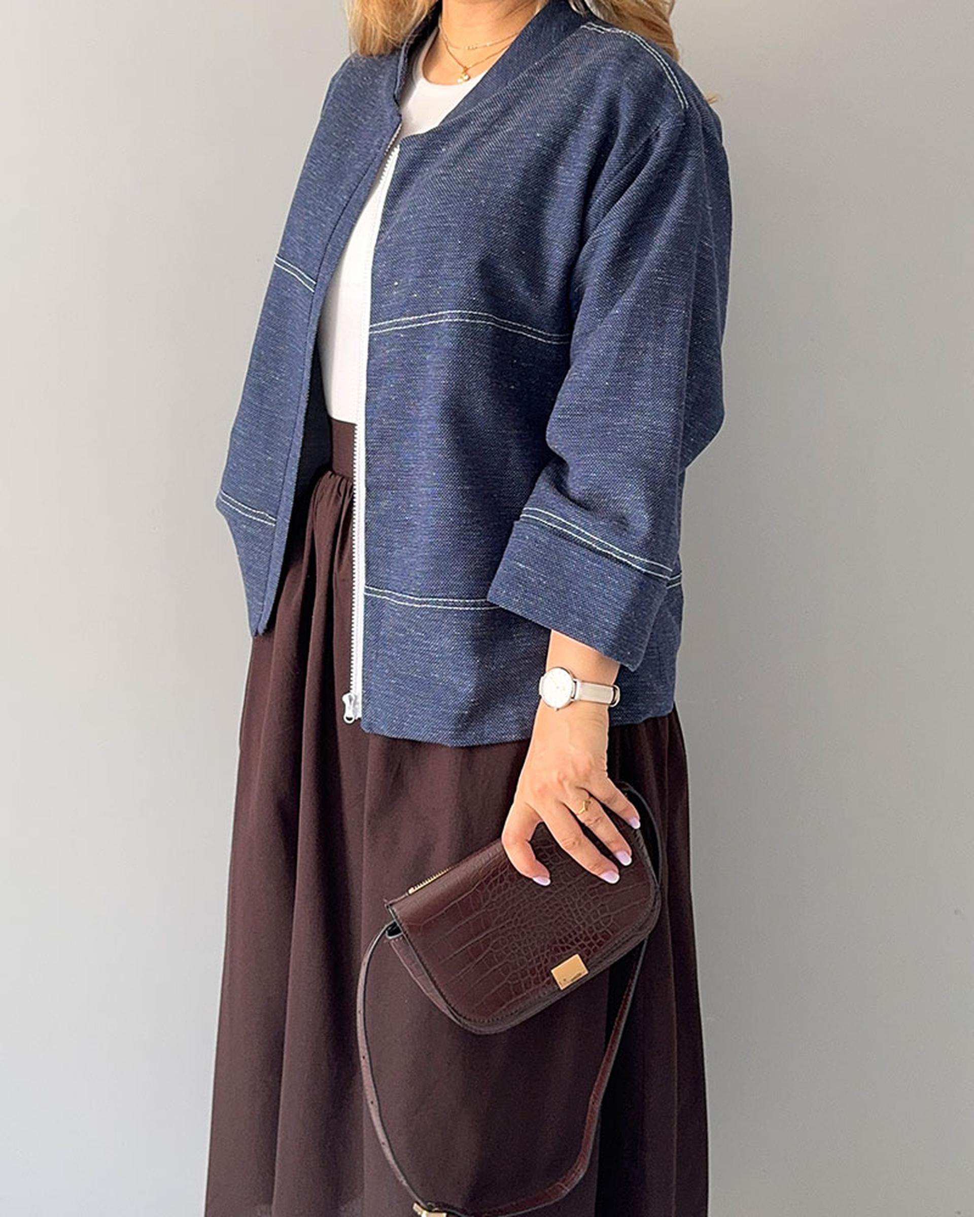 بلوز زنانه زیپ دار سرمه ای نگار ندایی Negar Nedaei مدل Nicki