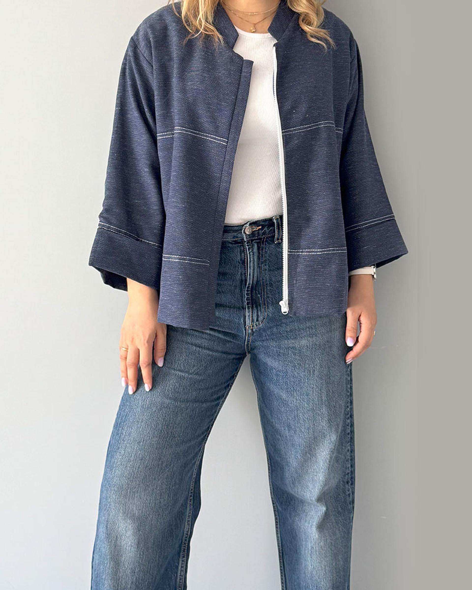 بلوز زنانه زیپ دار سرمه ای نگار ندایی Negar Nedaei مدل Nicki