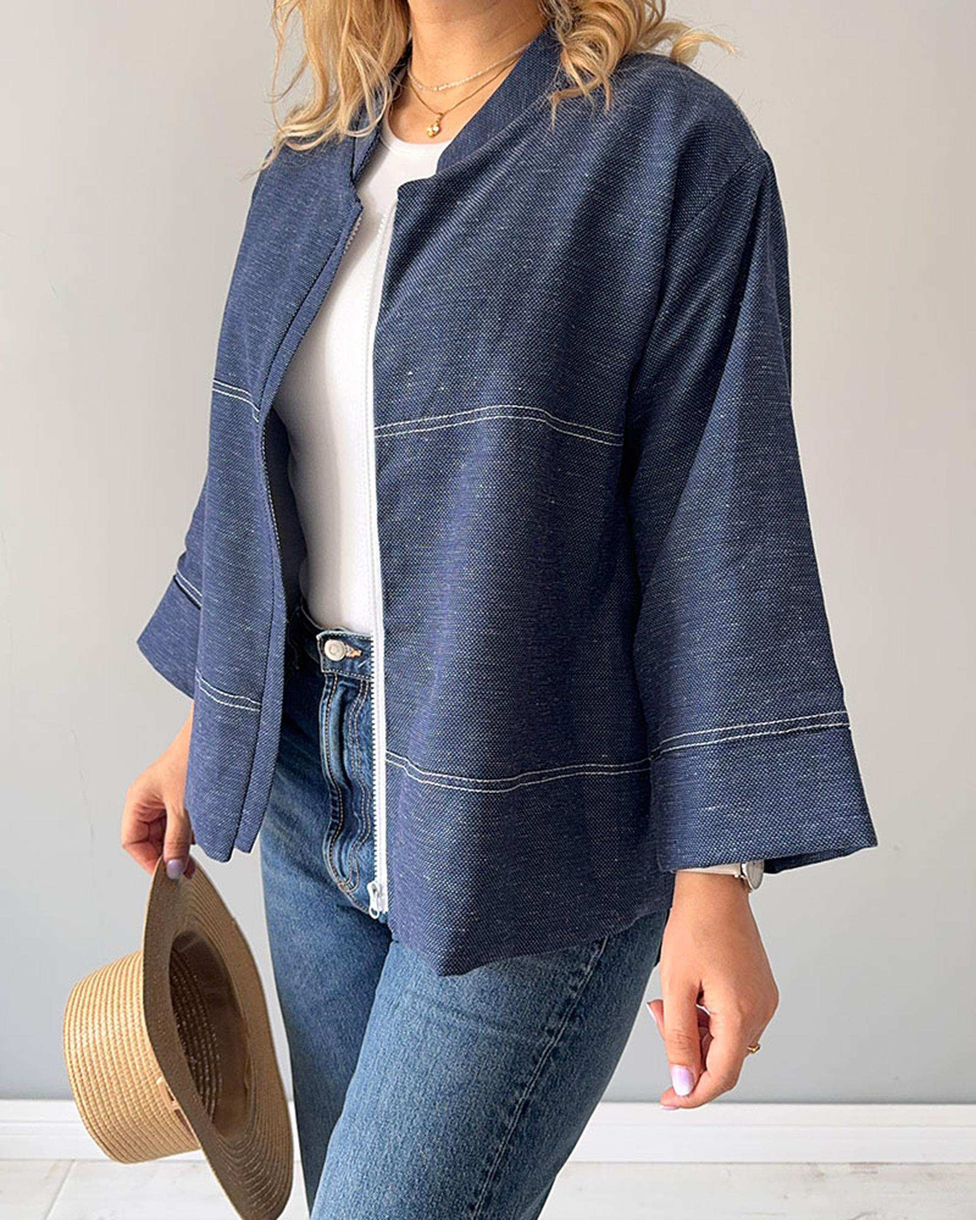 بلوز زنانه زیپ دار سرمه ای نگار ندایی Negar Nedaei مدل Nicki