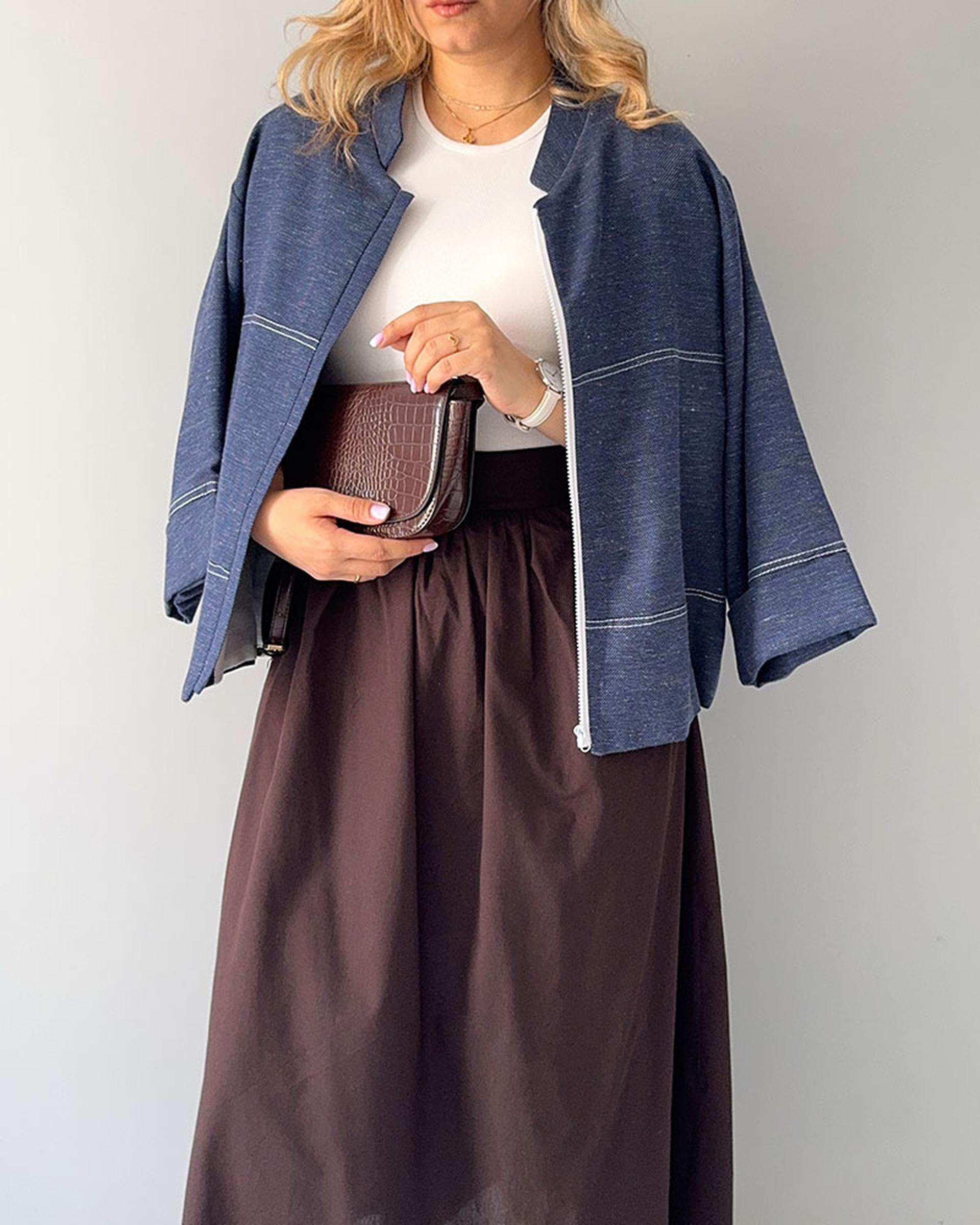 بلوز زنانه زیپ دار سرمه ای نگار ندایی Negar Nedaei مدل Nicki