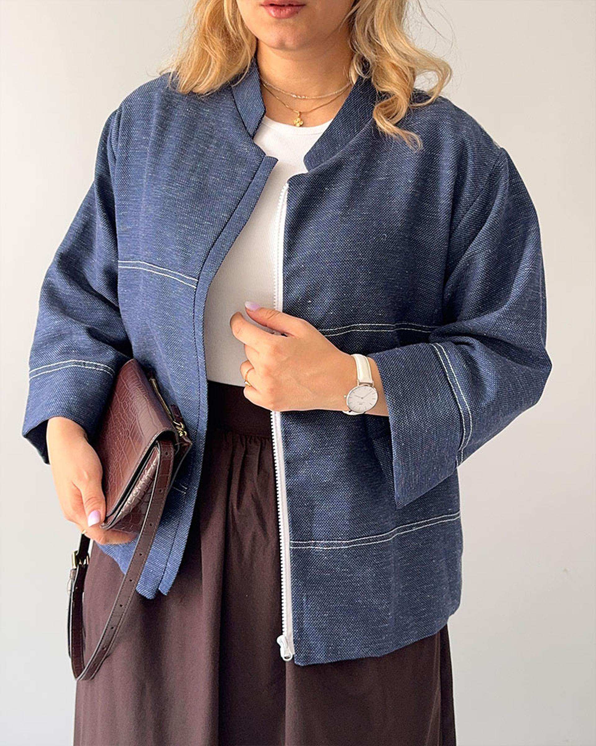 بلوز زنانه زیپ دار سرمه ای نگار ندایی Negar Nedaei مدل Nicki