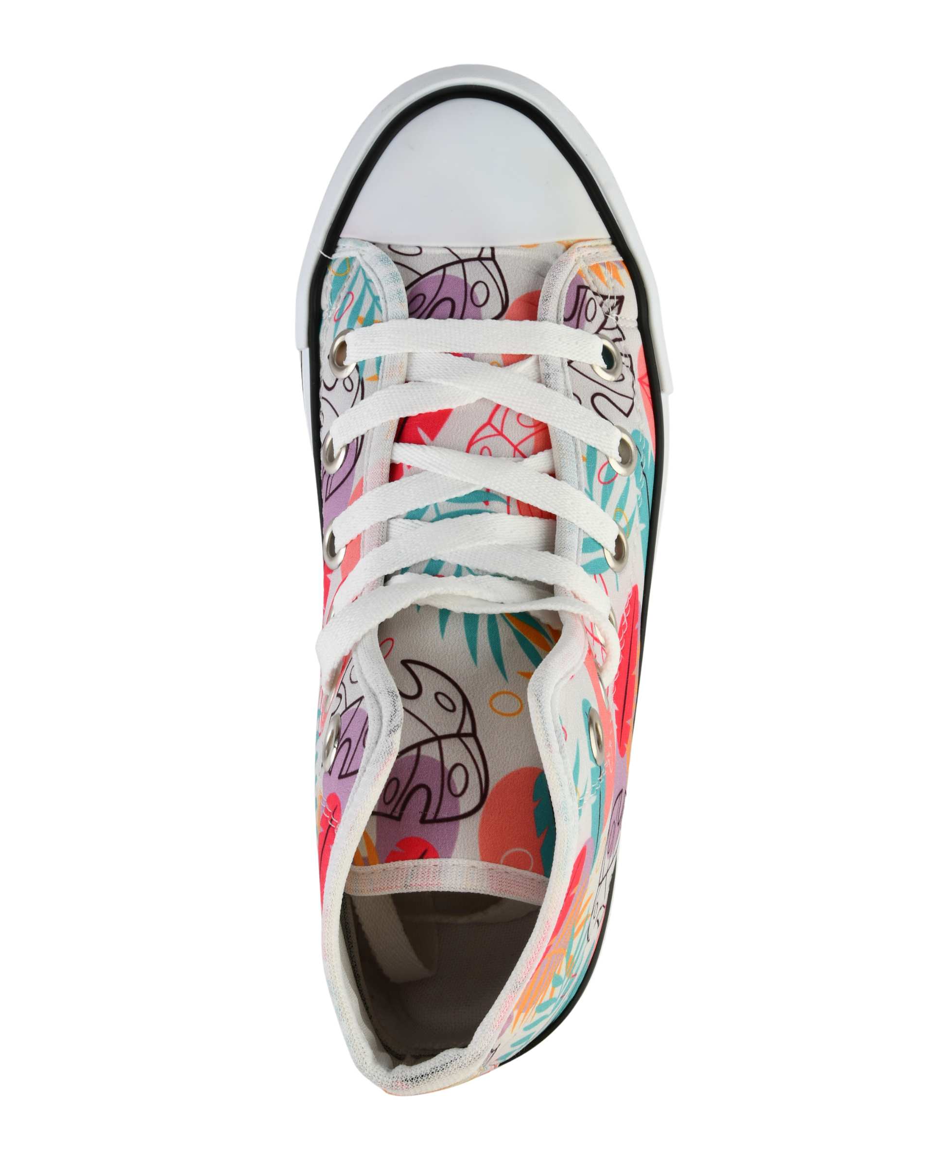 کفش ساق بلند طرح آل استار سفید تارتن Tartan مدل برگی درشت کد 12242763