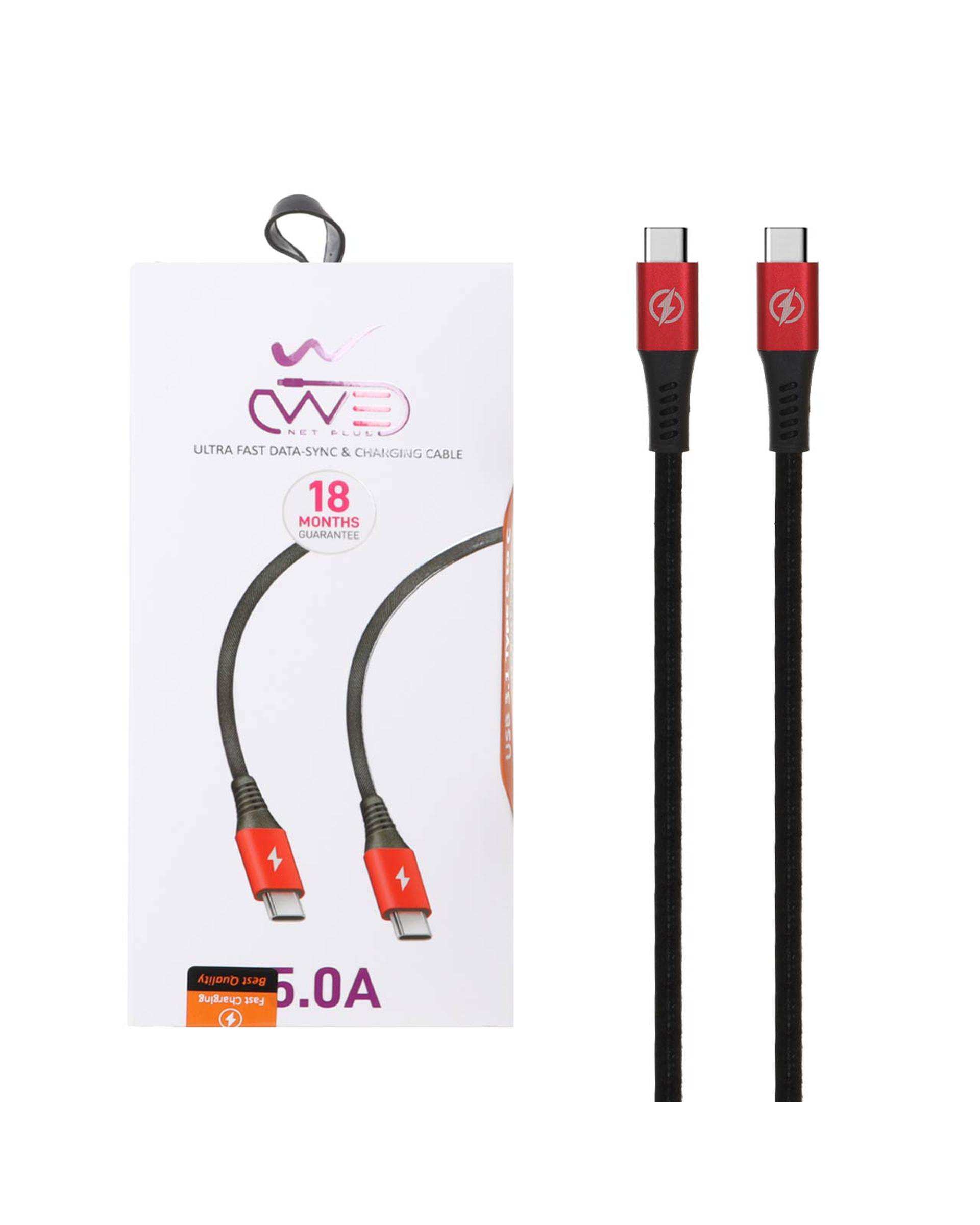 کابل شارژ کنفی فست تایپ سی به تایپ سی مشکی قرمز We-net Plus مدل ETW 002