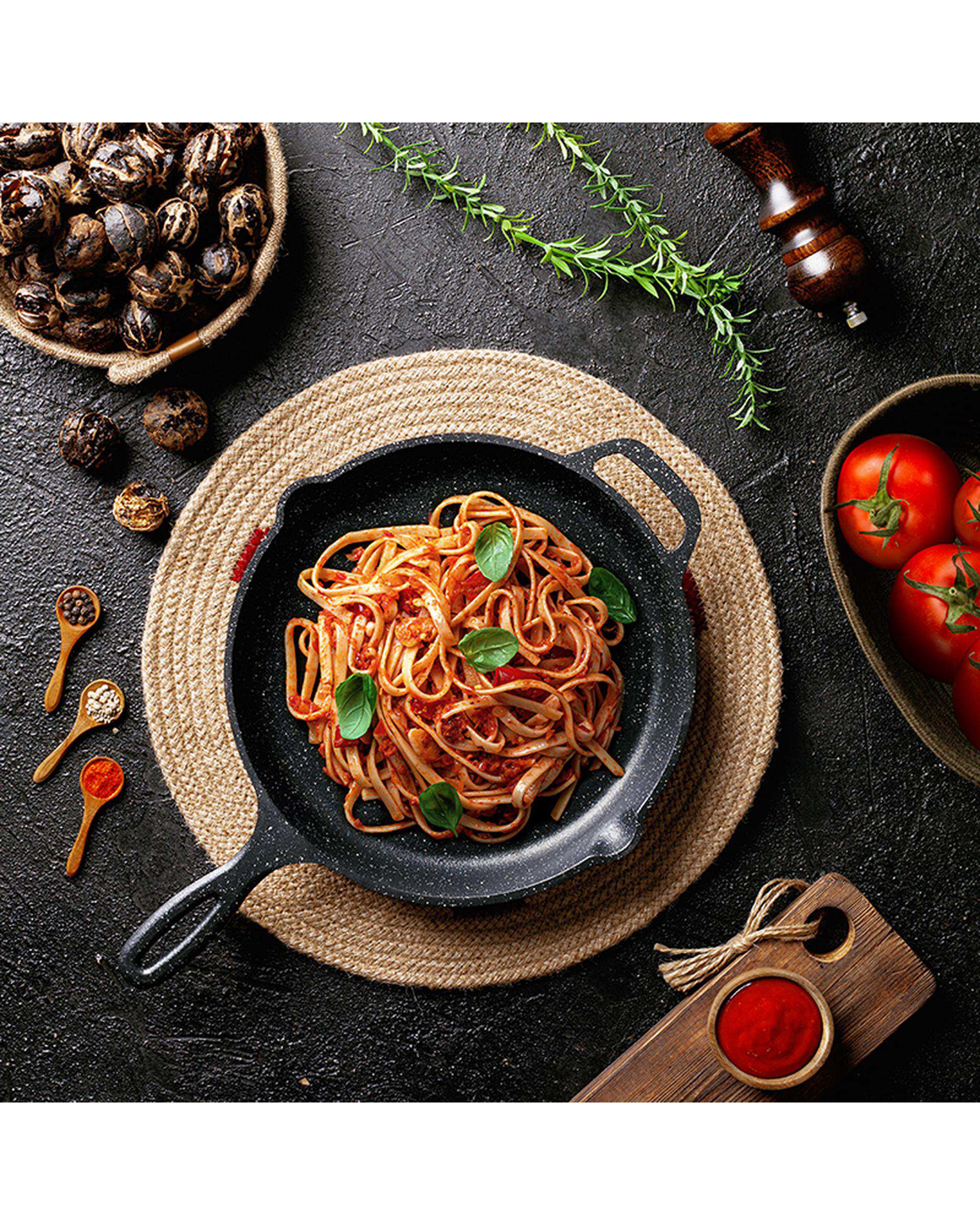تابه چدن تک دسته نالینو Nalino مدل Enzo سایز 24 سانتی متر