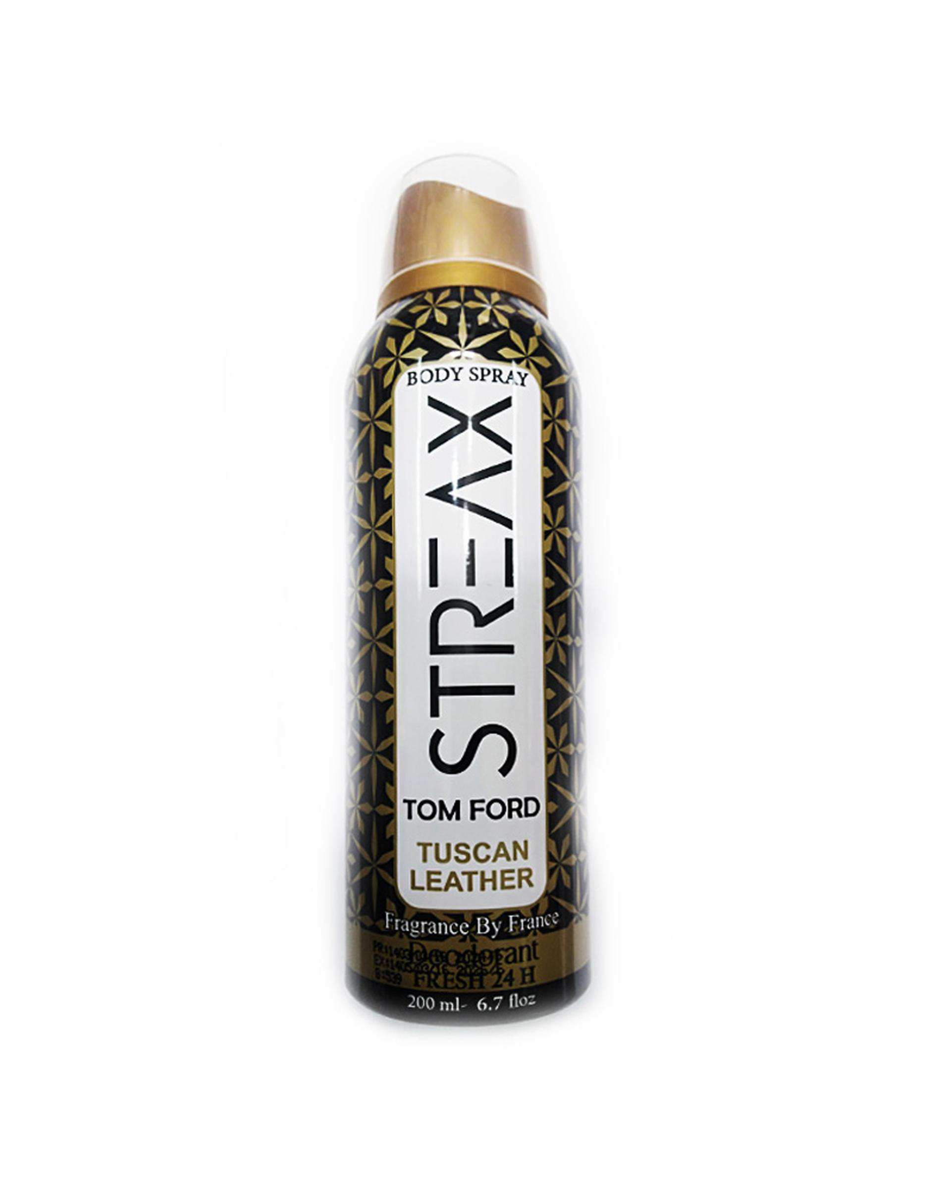اسپری بدن مردانه استریکس Streax رایحه Tom Ford Tuscan Leather حجم 200ml