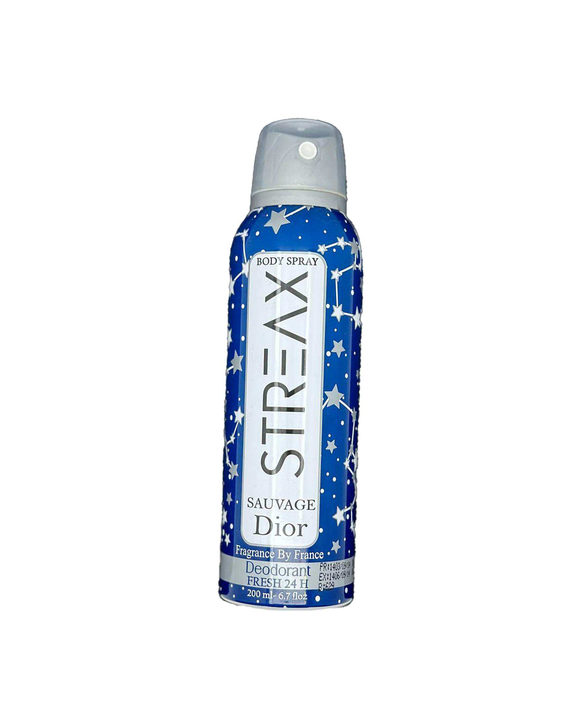 اسپری بدن مردانه استریکس Streax رایحه SAUVAGE DIOR حجم 200ml