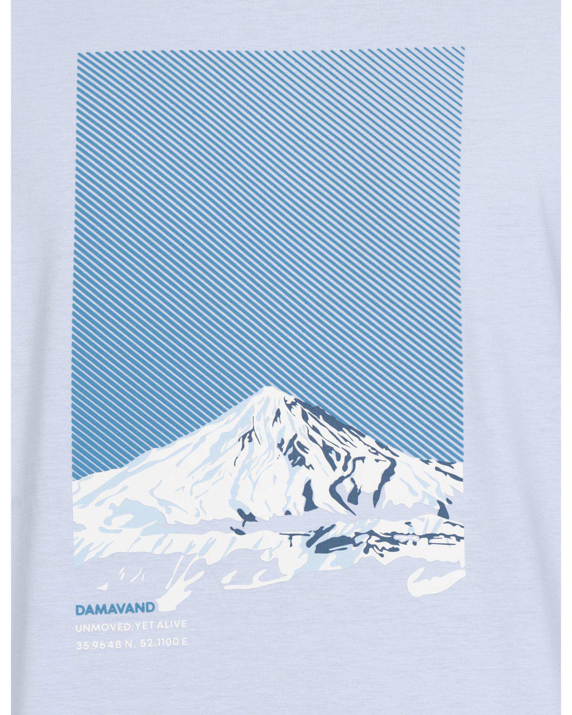 تی شرت مردانه آبی روشن هیوان heevan مدل کوه دماوند کد 59601