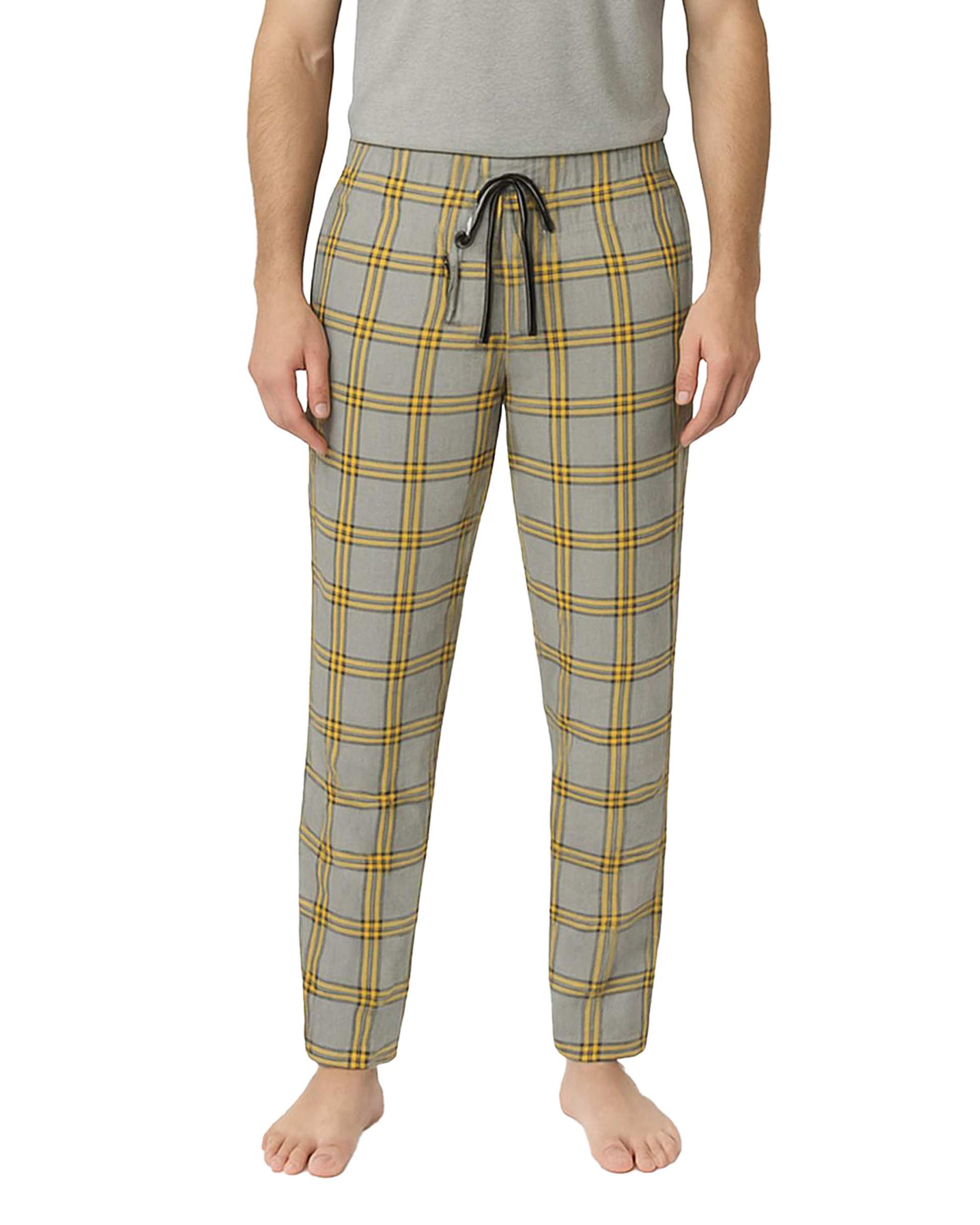 شلوار راحتی مردانه زرد چهارخانه پاتر Potter کد 100