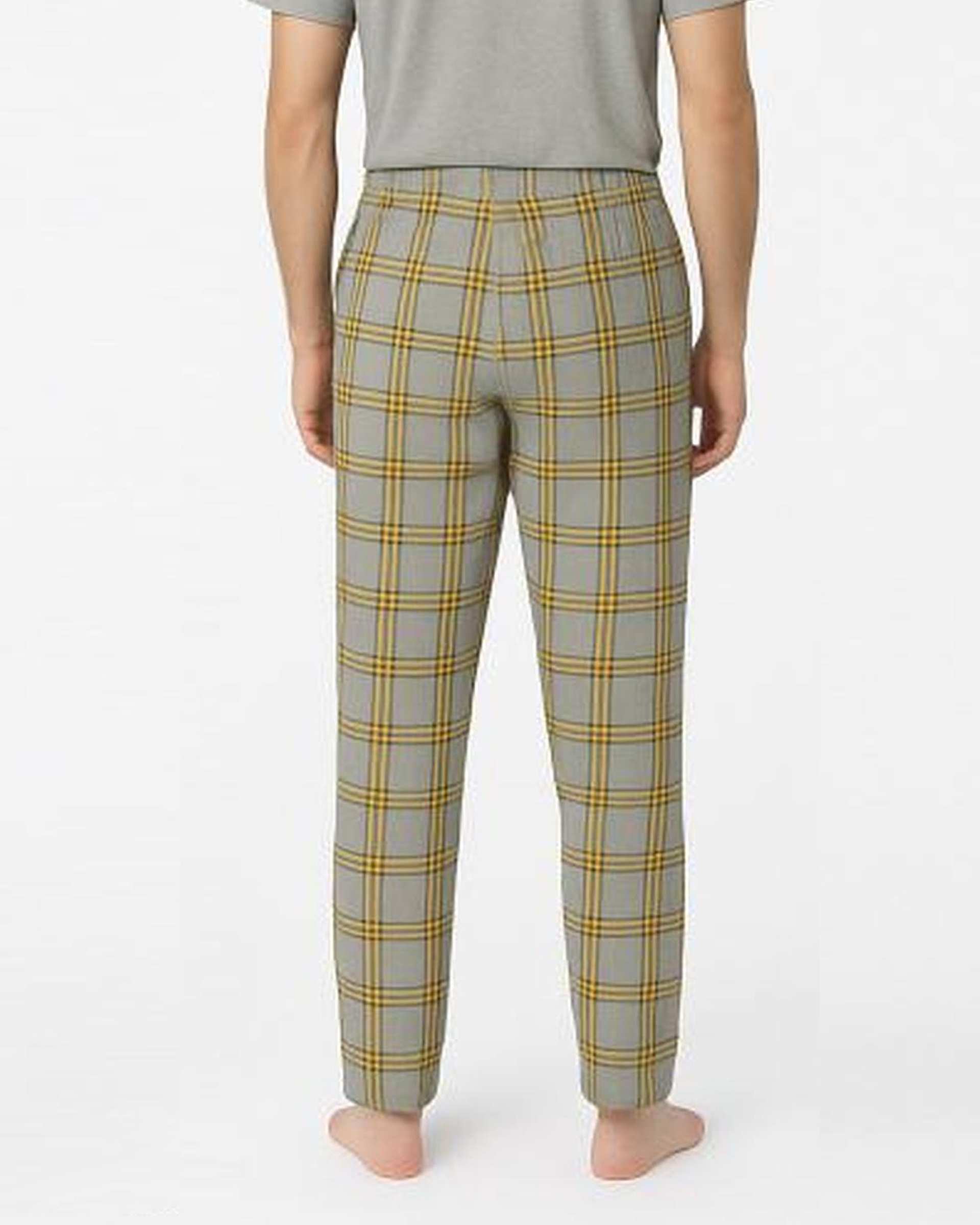 شلوار راحتی مردانه زرد چهارخانه پاتر Potter کد 100