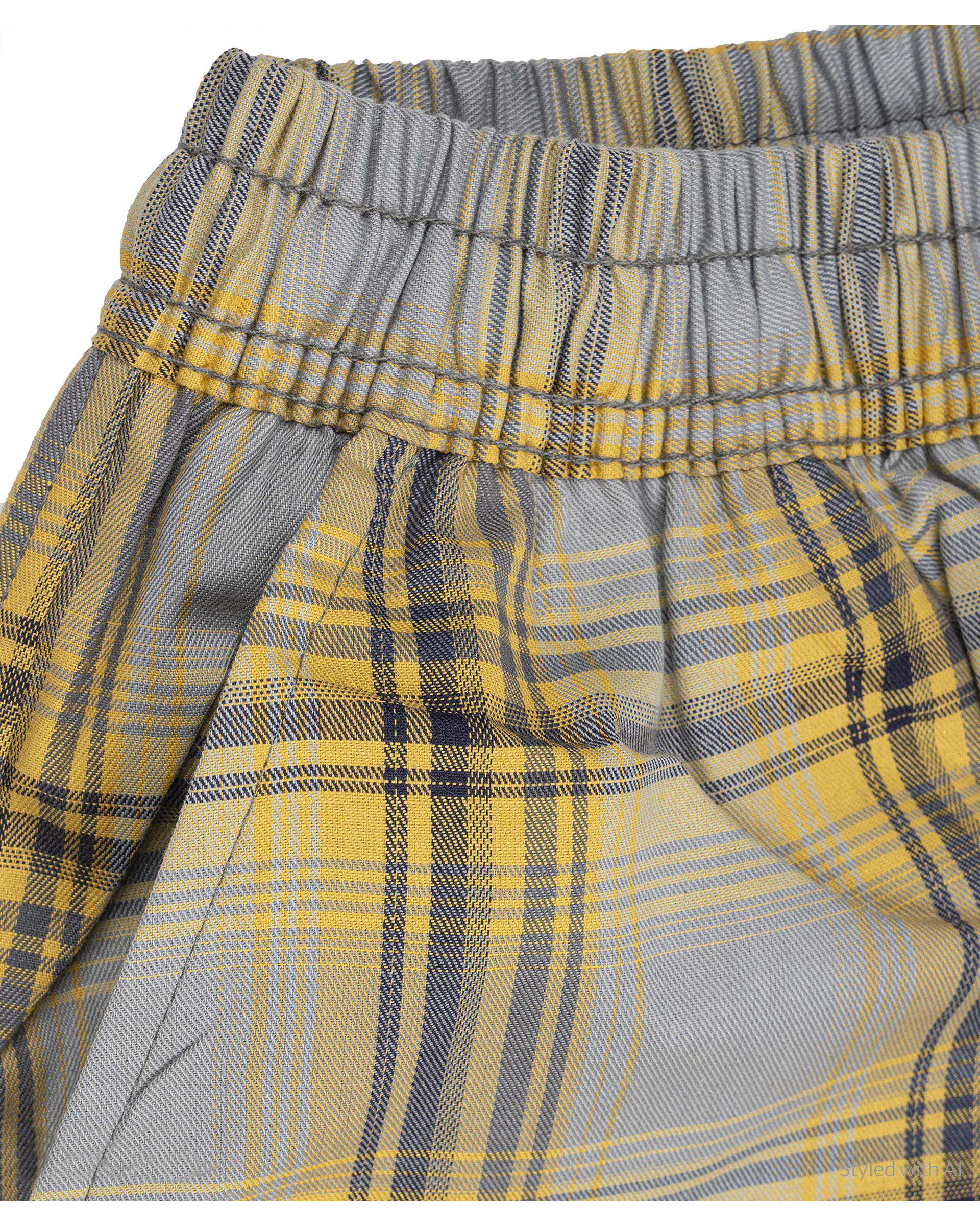 شلوار راحتی مردانه زرد چهارخانه پاتر Potter کد 100