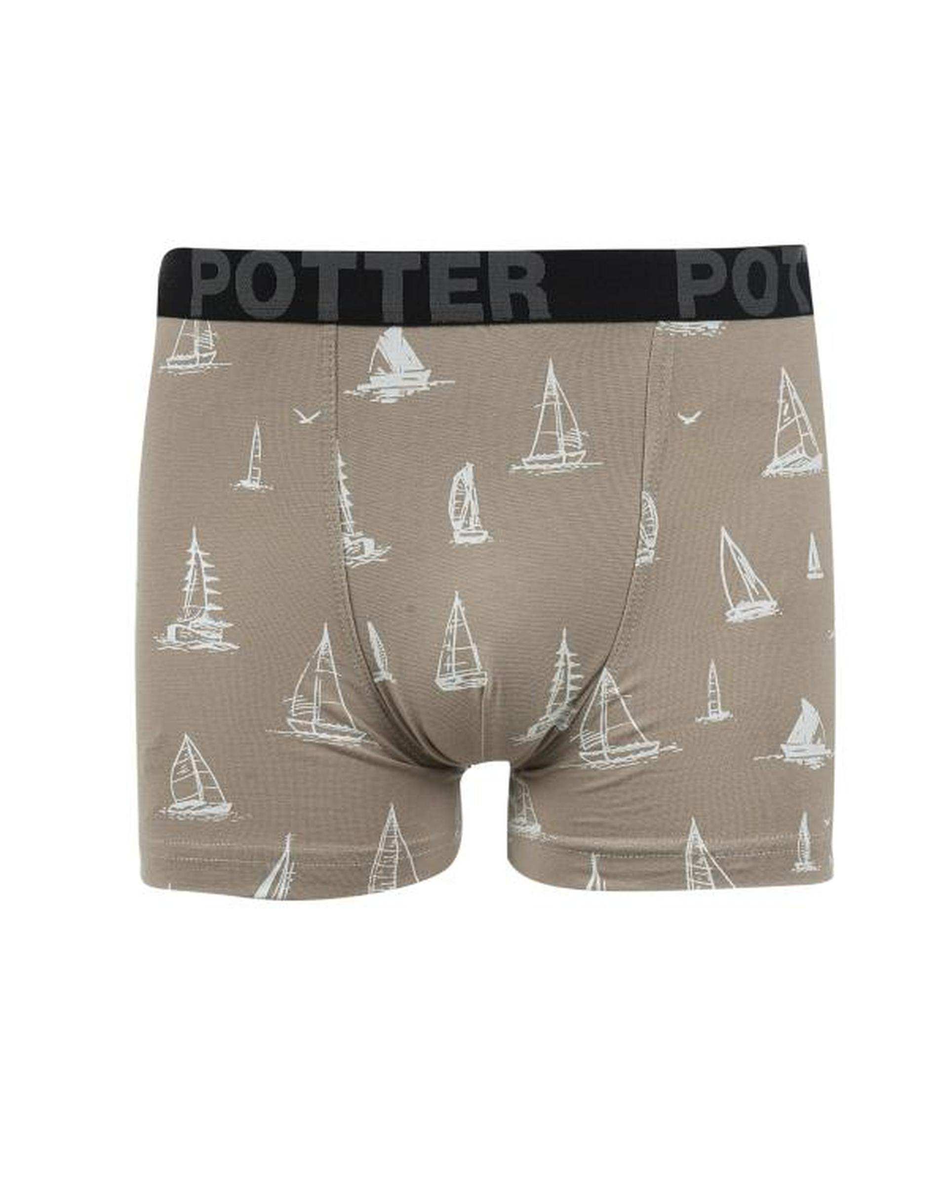 شورت پادار مردانه کش پهن کرم پاتر Potter طرح قایق کد 107