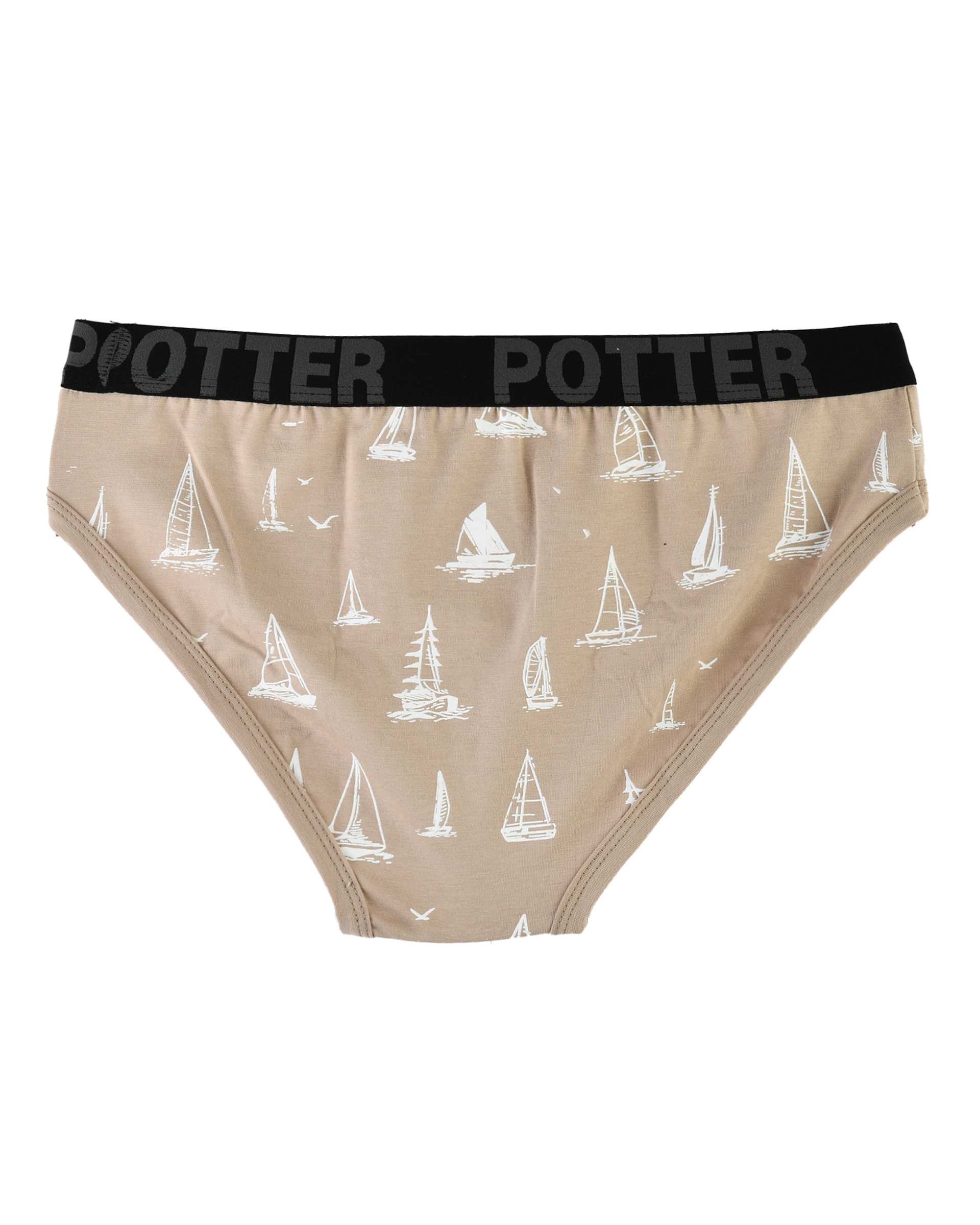 شورت مردانه اسلیپ کش پهن کرم پاتر Potter طرح قایق کد 108