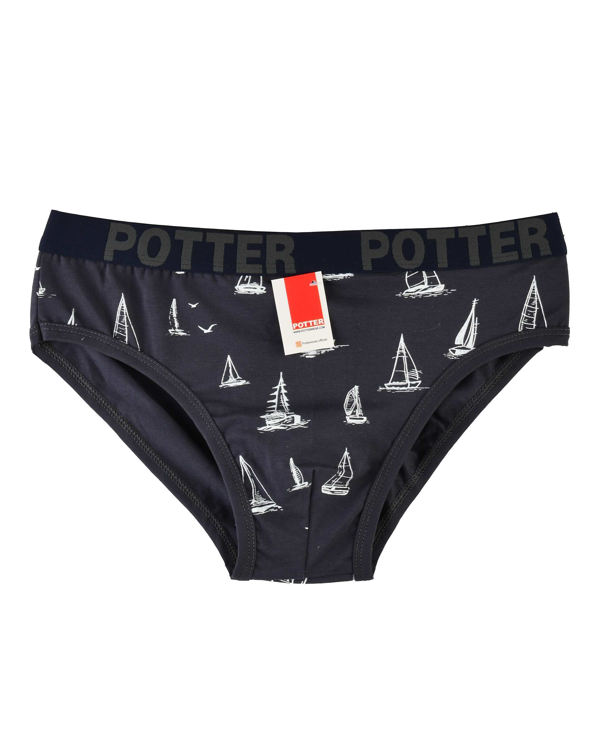 شورت مردانه اسلیپ کش پهن نوک مدادی پاتر Potter طرح قایق کد 108