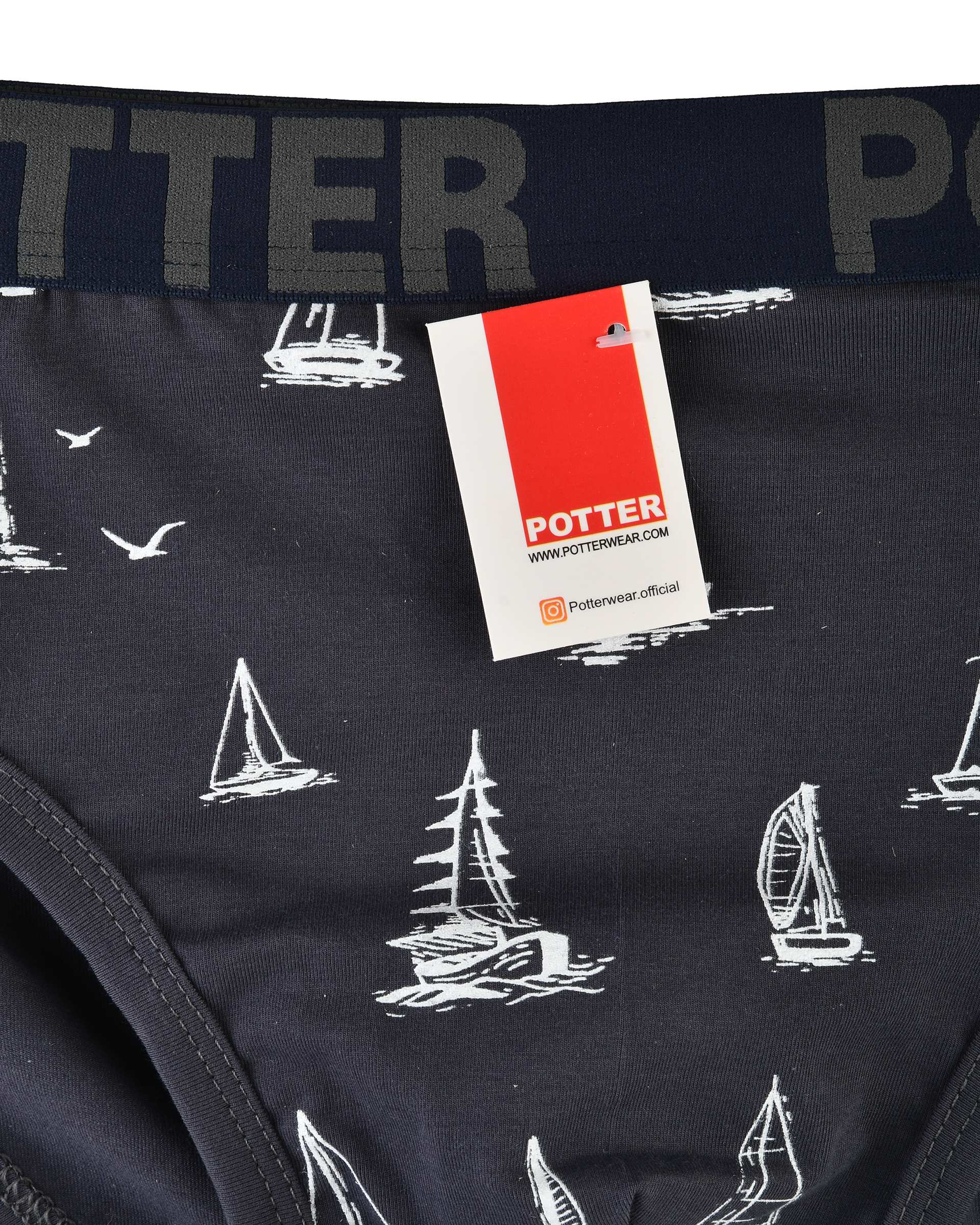 شورت مردانه اسلیپ کش پهن نوک مدادی پاتر Potter طرح قایق کد 108