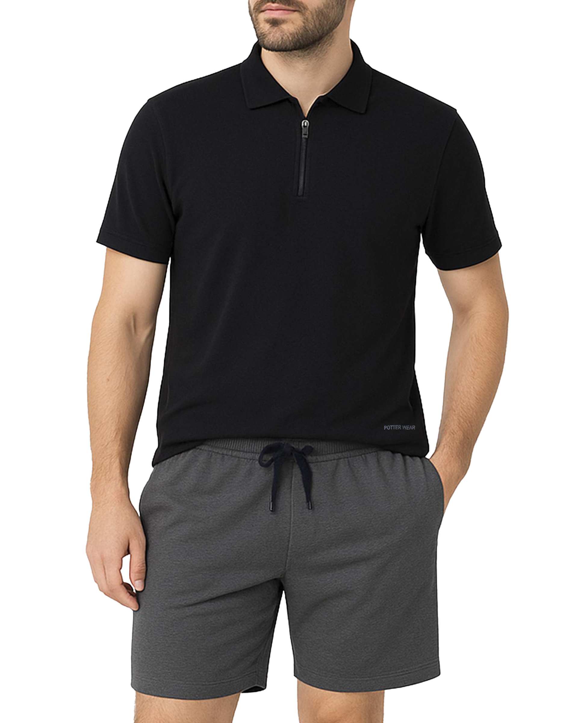 ست پولوشرت و شلوارک مردانه مشکی پاتر Potter کد 147