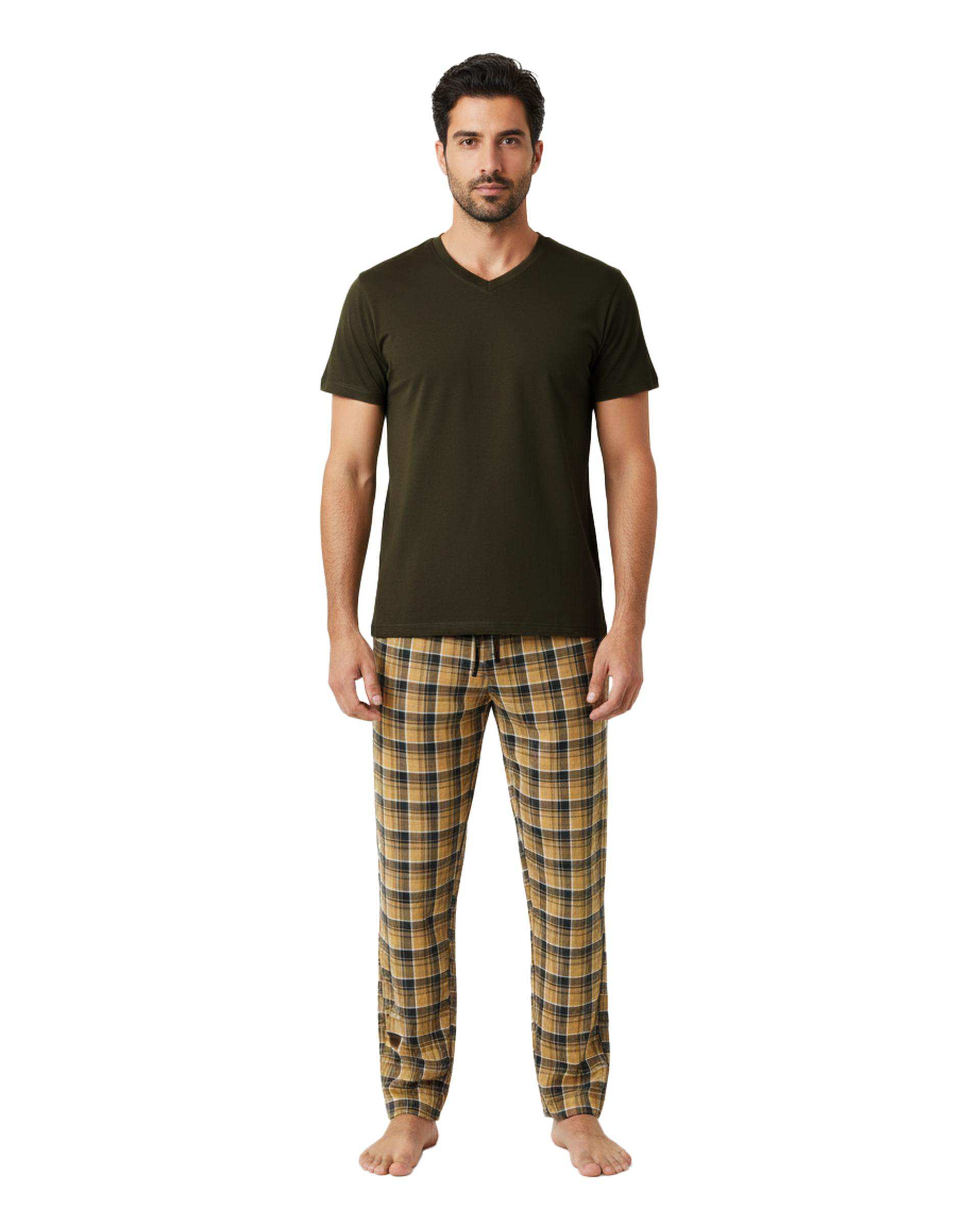 ست تی شرت و شلوار راحتی مردانه سبز ارتشی پاتر Potter کد 148