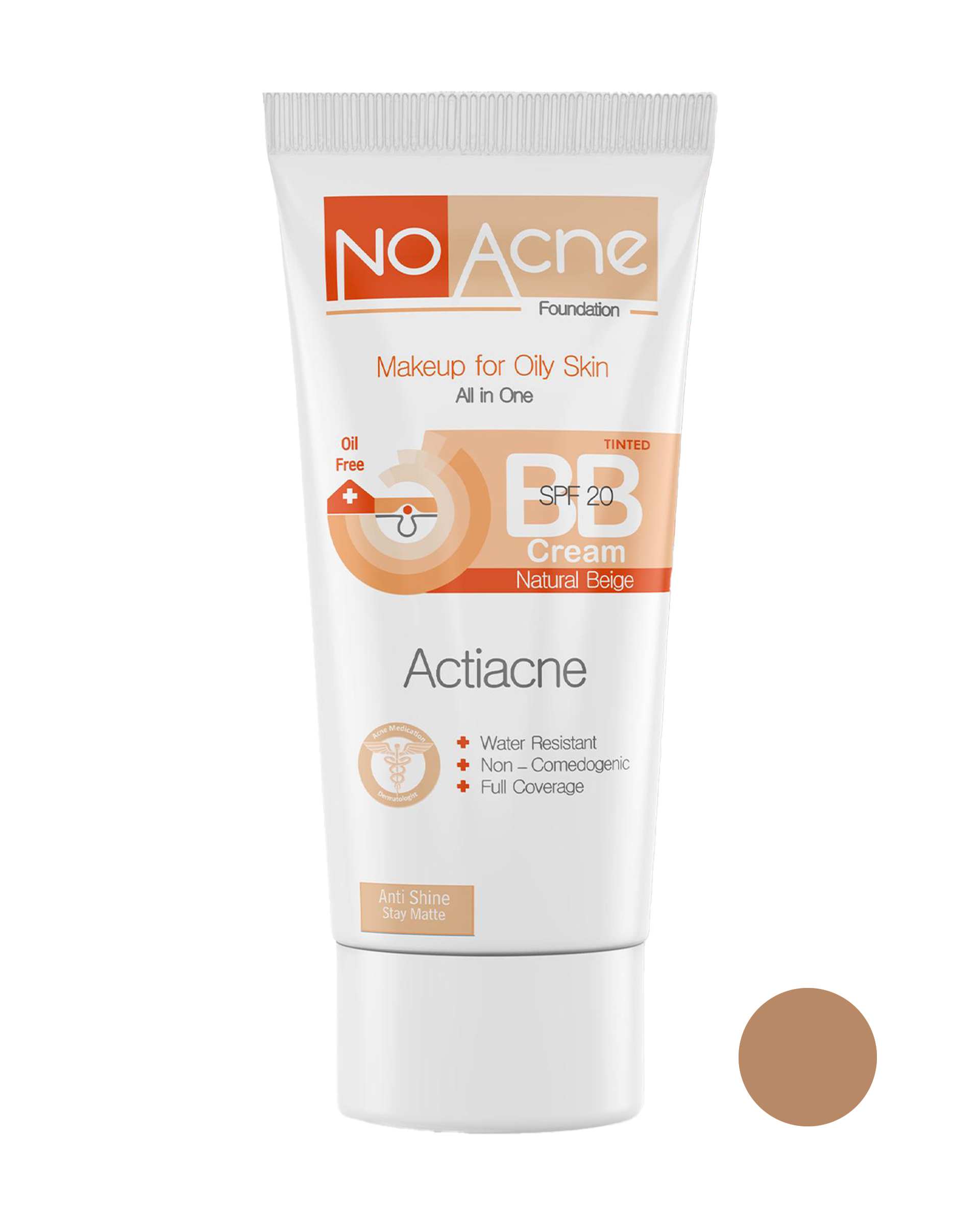بی بی کرم نو آکنه No Acne مناسب پوست های چرب بژ طبیعی حجم 40ml
