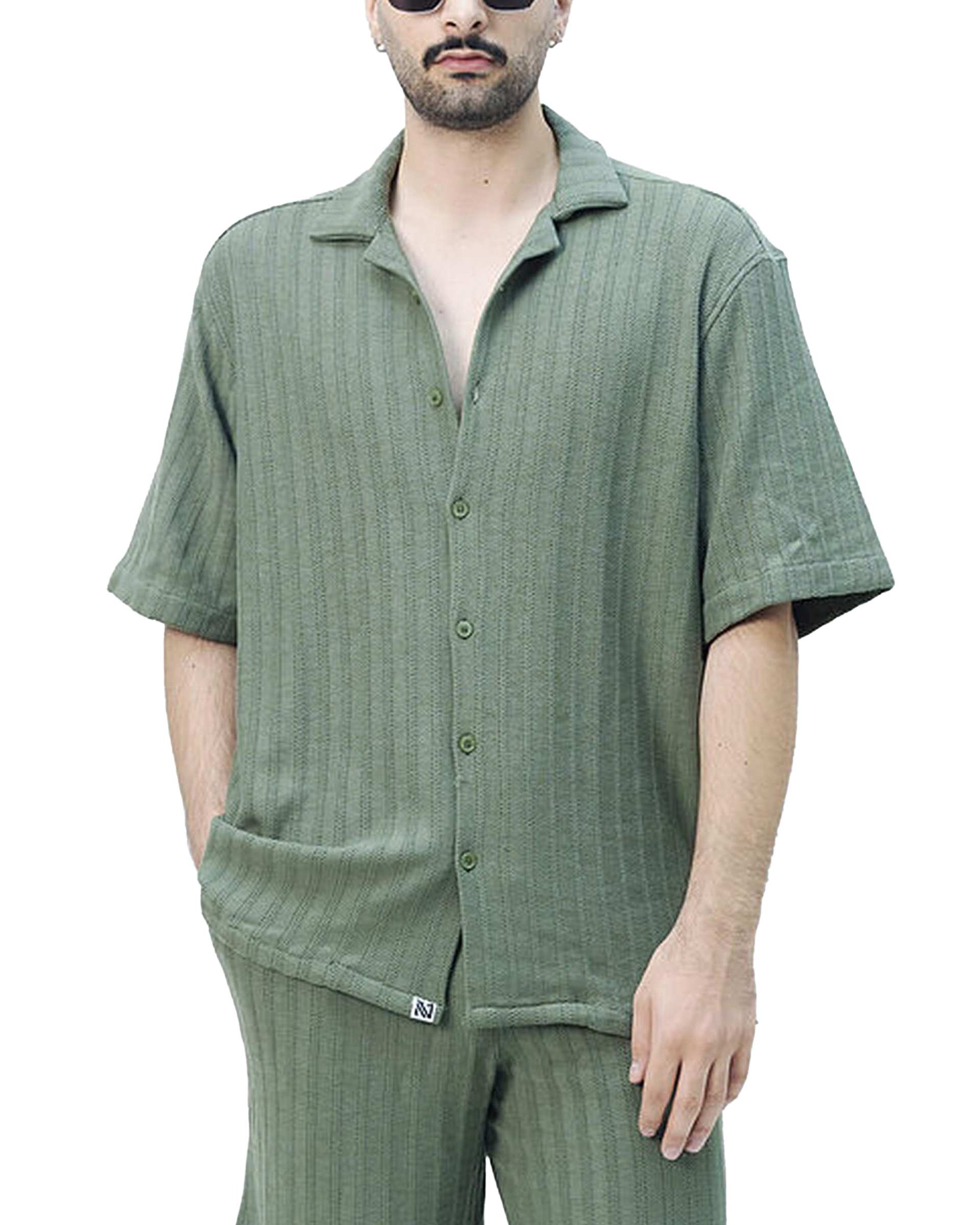 پیراهن مردانه سبز نفیر ور Nafir Wear مدل نوبرگ کد 5120202