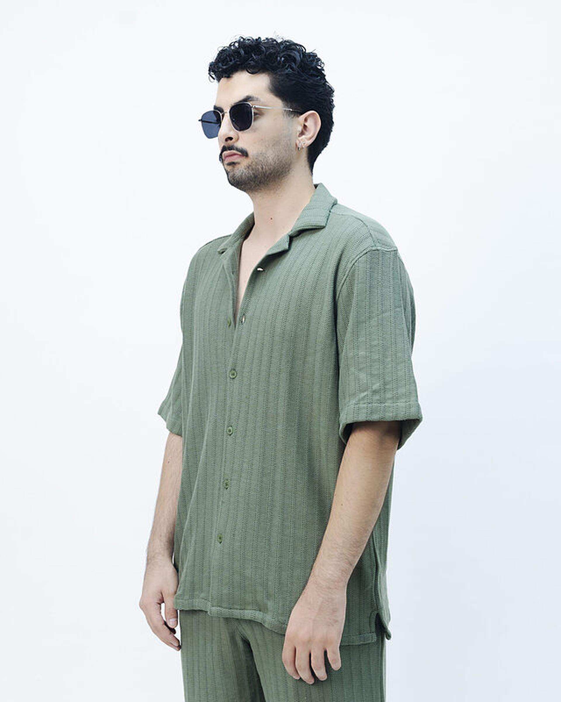 پیراهن مردانه سبز نفیر ور Nafir Wear مدل نوبرگ کد 5120202