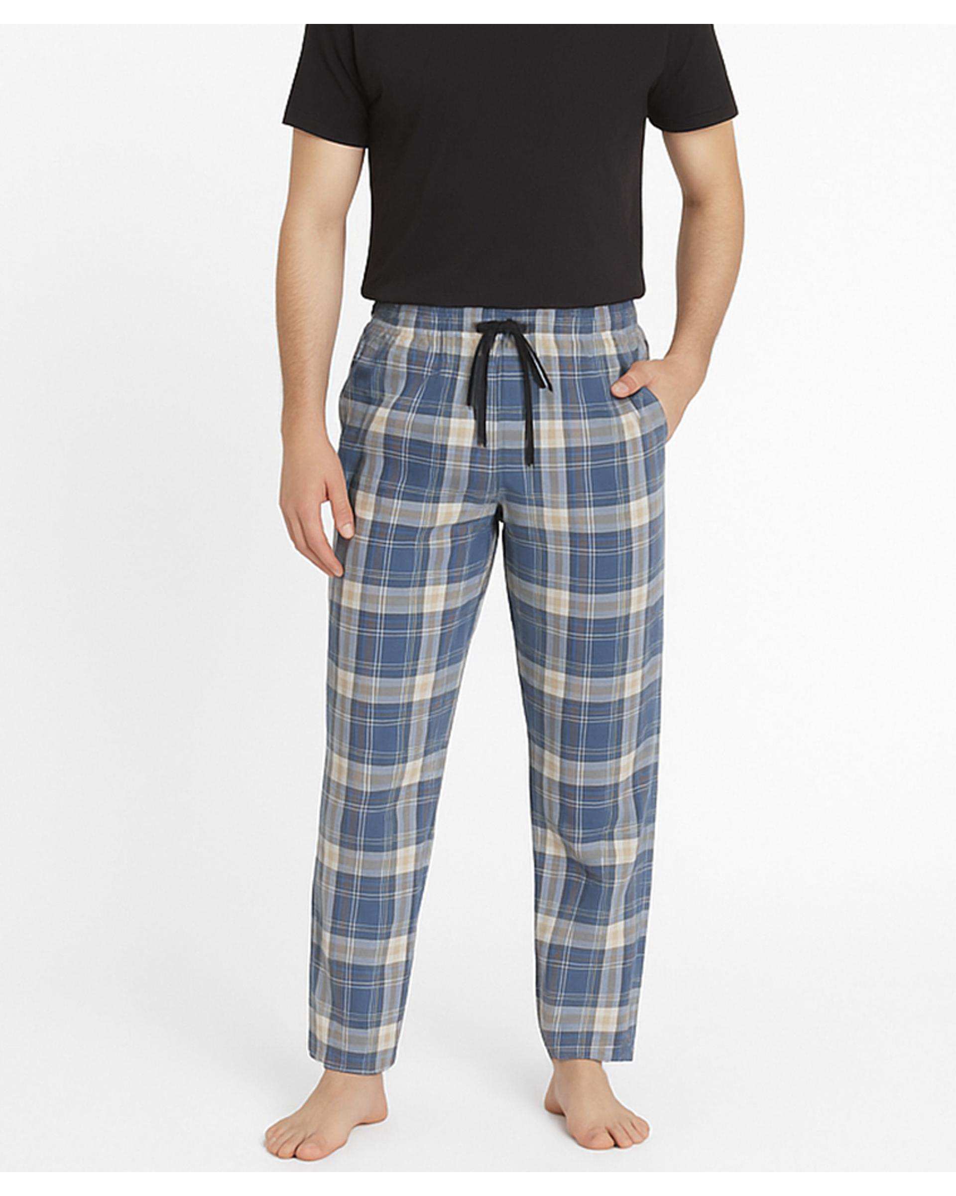 شلوار راحتی مردانه آبی چهارخانه پاتر Potter کد 100