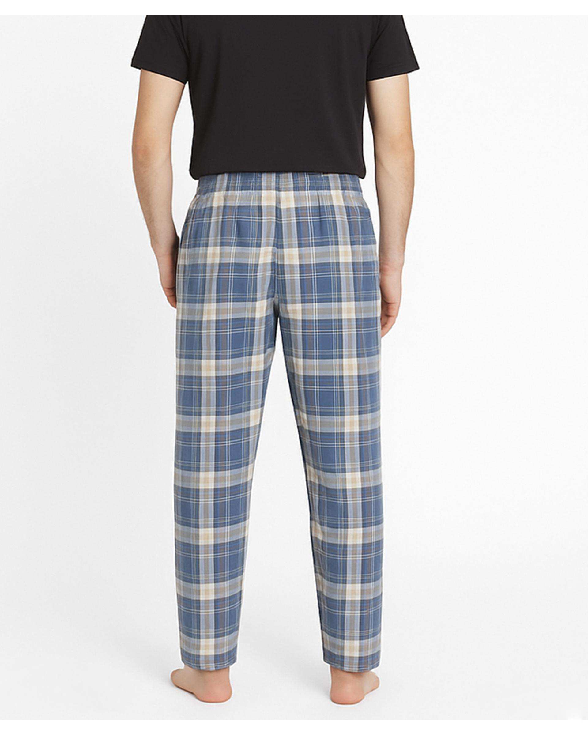 شلوار راحتی مردانه آبی چهارخانه پاتر Potter کد 100