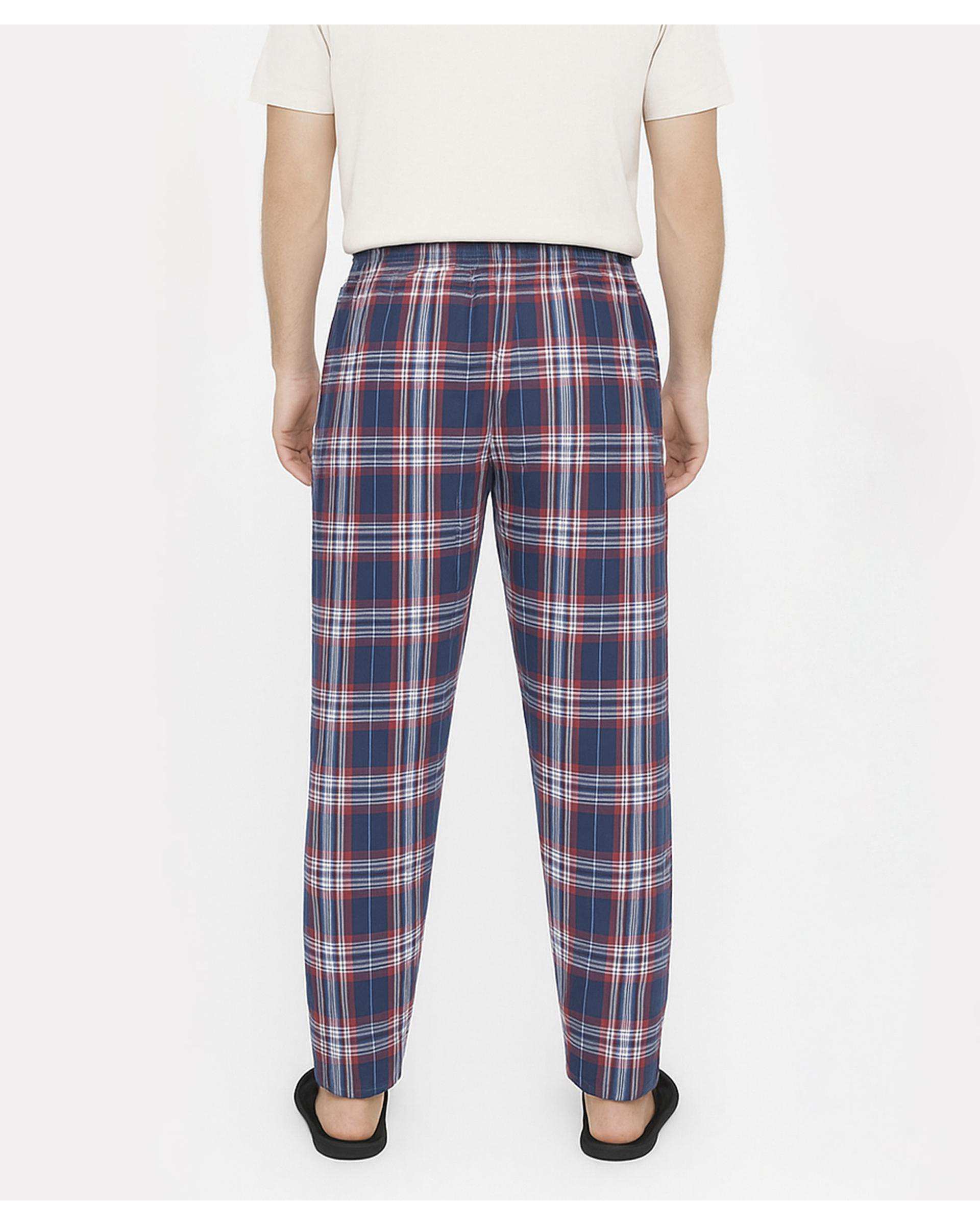 شلوار راحتی مردانه سرمه ای قرمز چهارخانه پاتر Potter کد 100