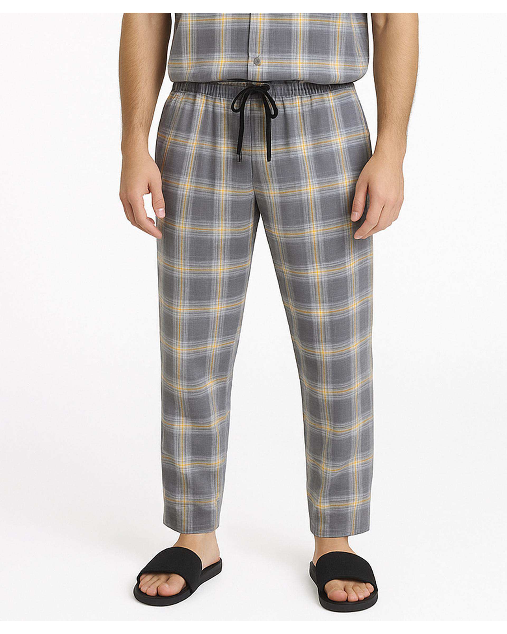 شلوار راحتی مردانه طوسی چهارخانه پاتر Potter کد 100