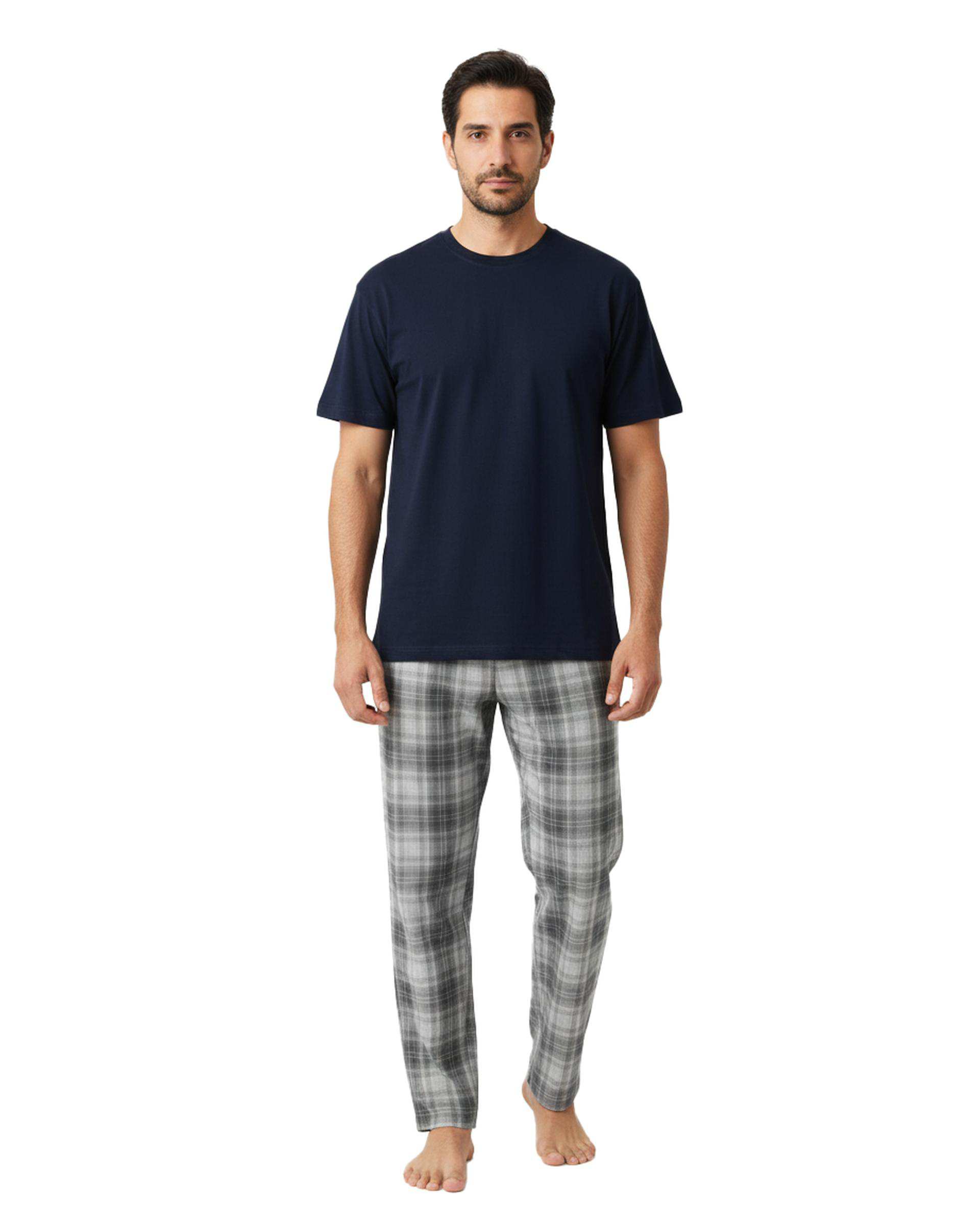 ست تی شرت و شلوار راحتی مردانه سرمه ای طوسی پاتر Potter کد 849