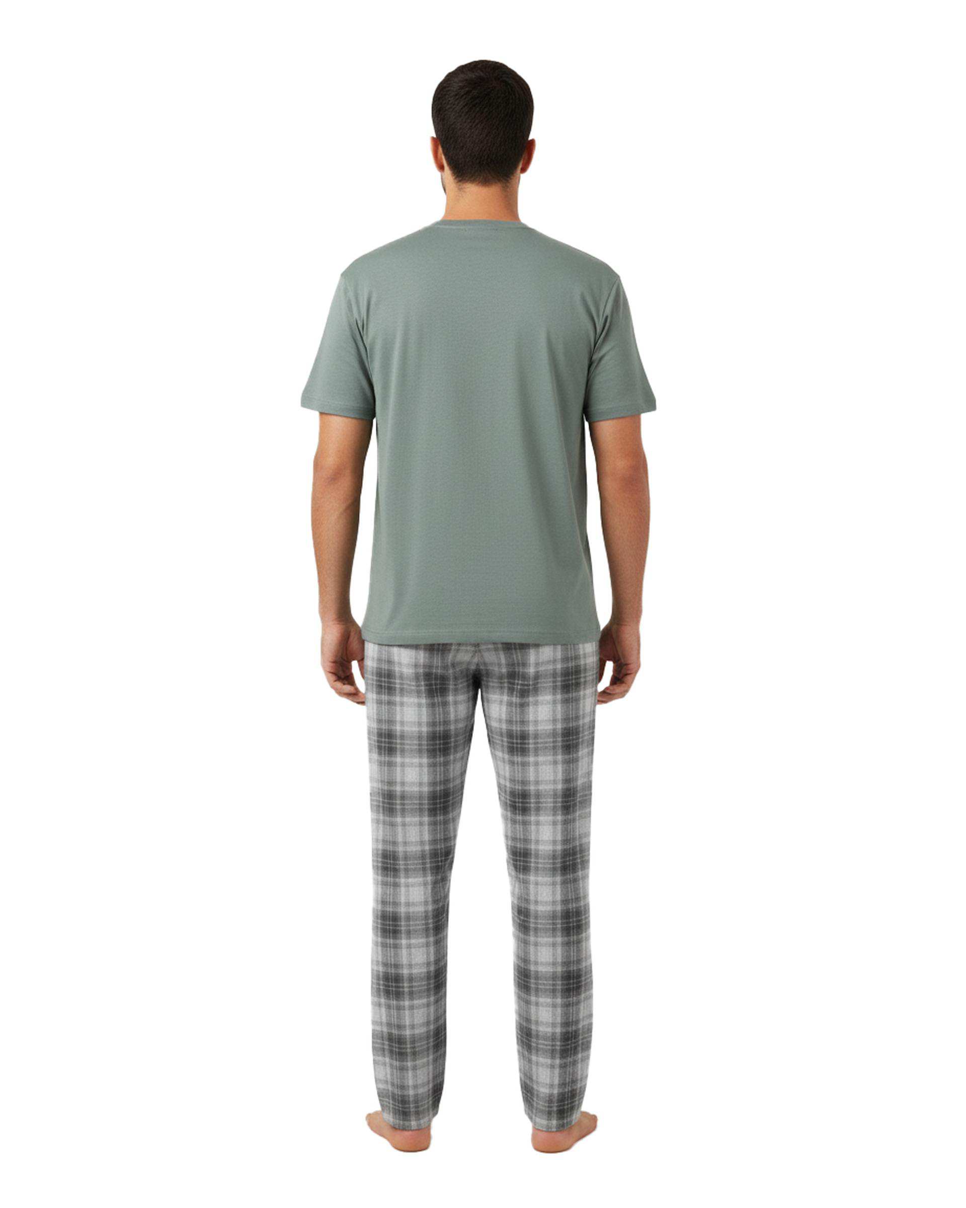 ست تی شرت و شلوار راحتی مردانه سبز طوسی پاتر Potter کد 849