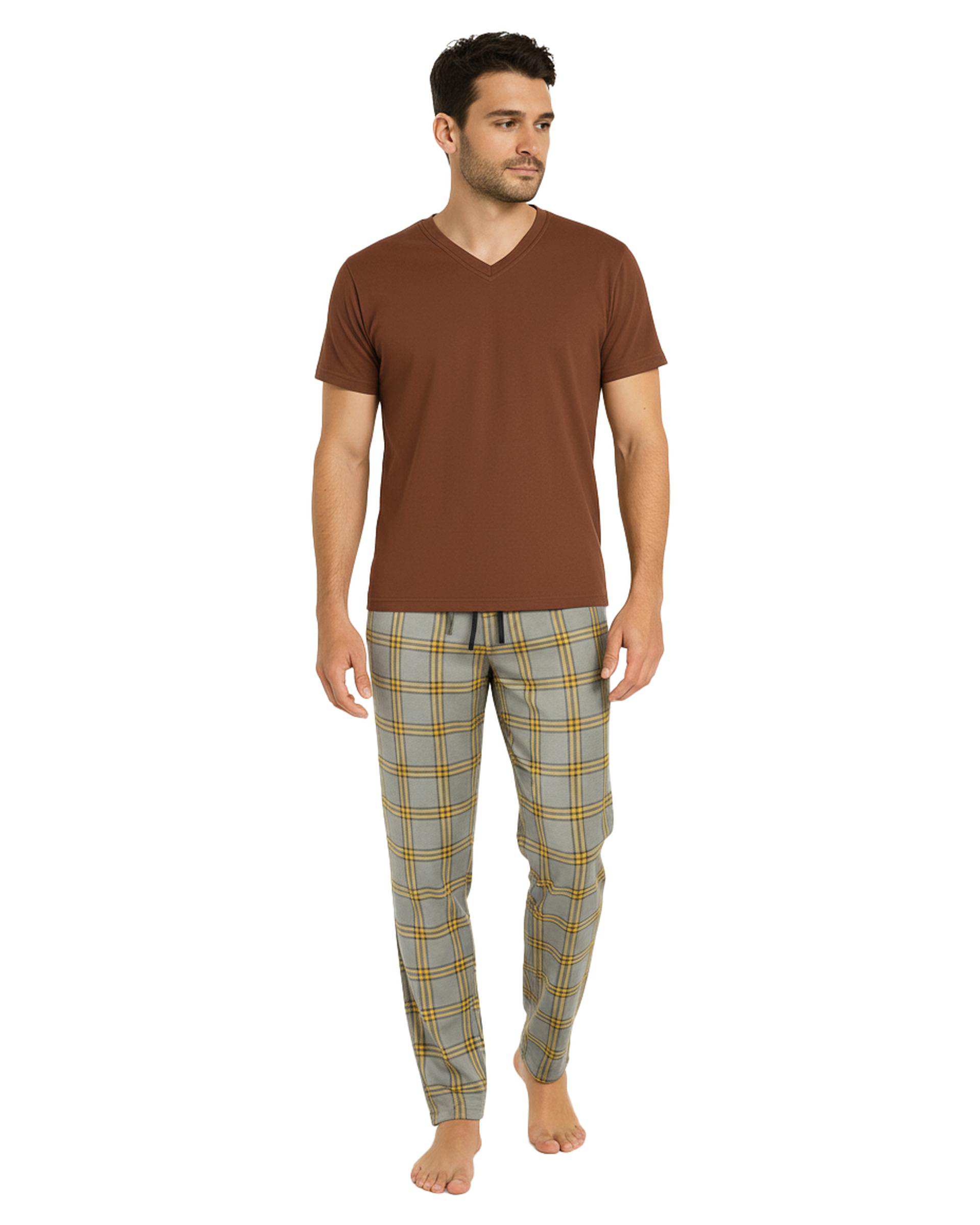 ست تی شرت و شلوار راحتی مردانه قهوه ای طوسی پاتر Potter کد 148