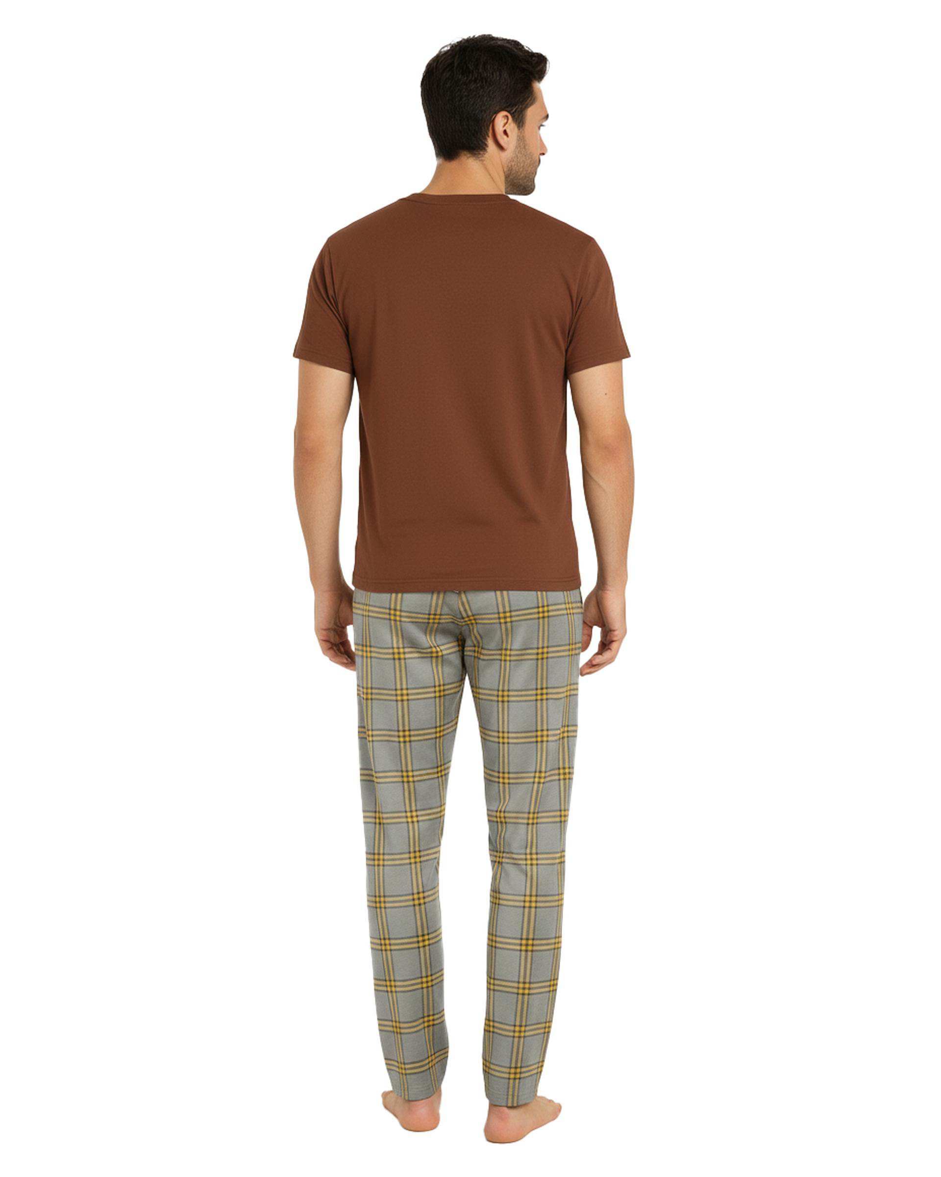ست تی شرت و شلوار راحتی مردانه قهوه ای طوسی پاتر Potter کد 148