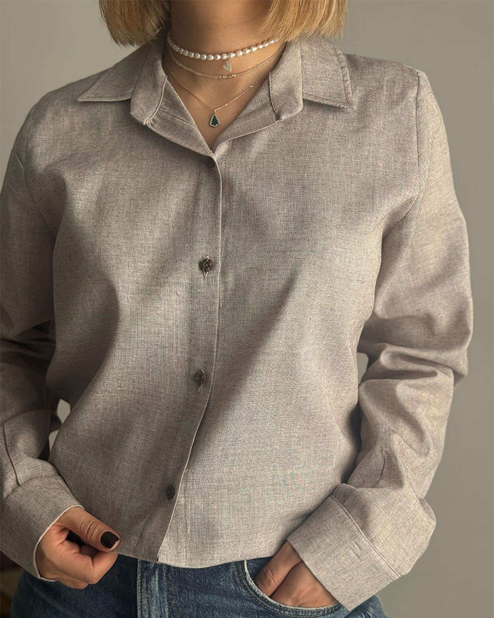 شومیز زنانه قهوه ای نگار ندایی Negar Nedaei مدل Liro