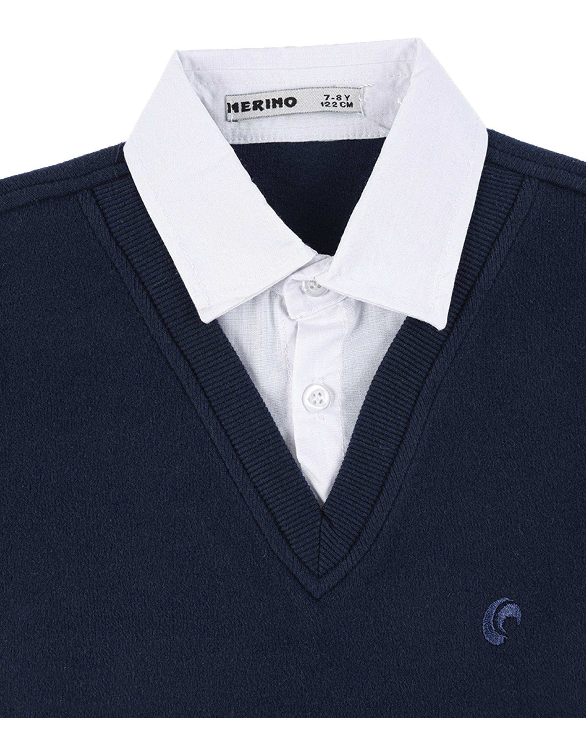 پلیور پسرانه سرمه ای مرینو Merino کد 1772