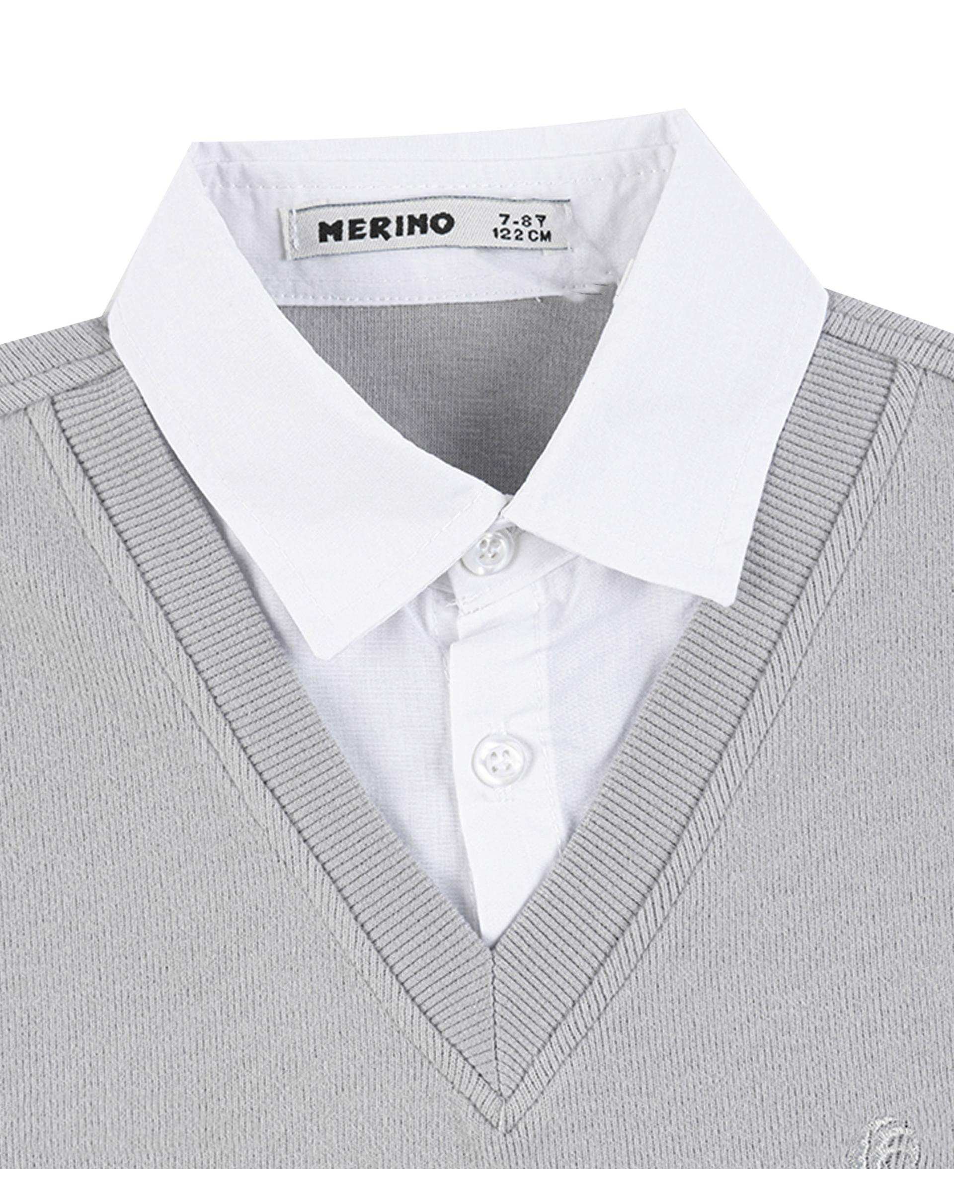 پلیور پسرانه طوسی مرینو Merino کد 1772