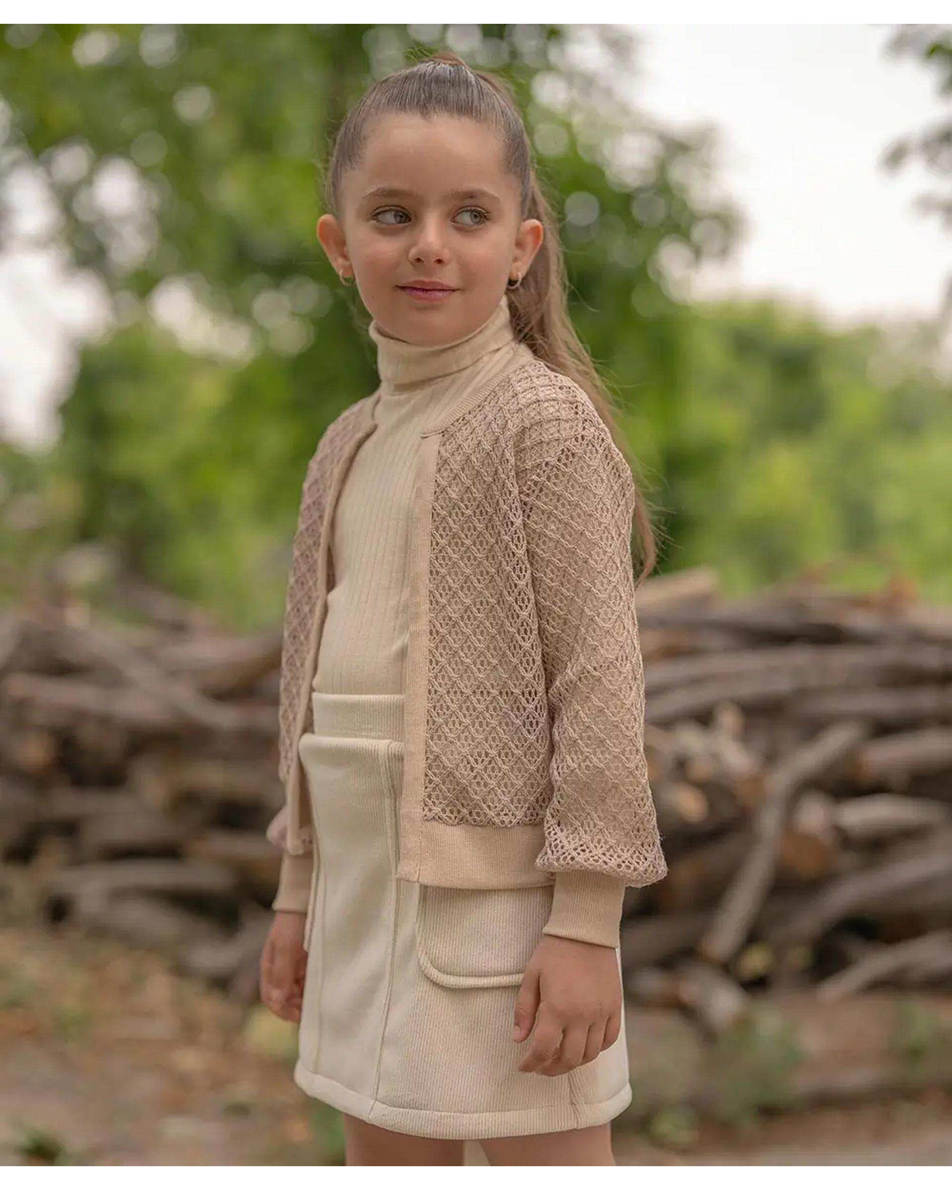 دامن دخترانه جیب دار کرم ملورینا Melorina کد 9171