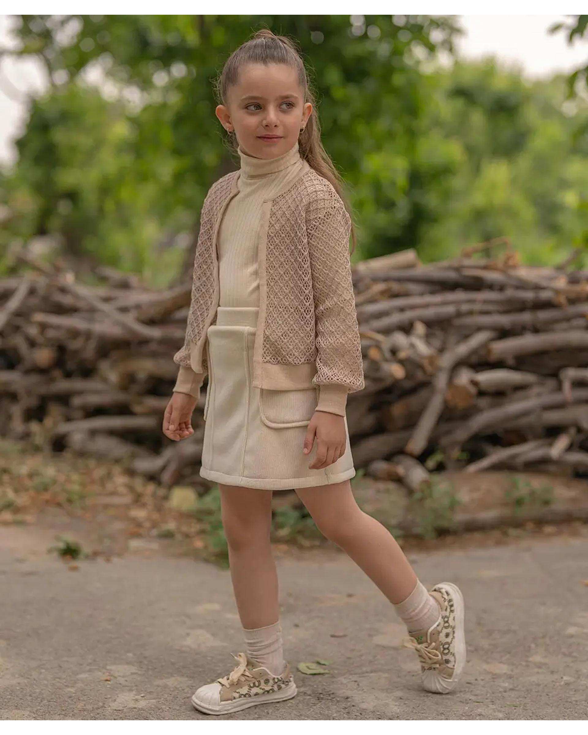 دامن دخترانه جیب دار کرم ملورینا Melorina کد 9171