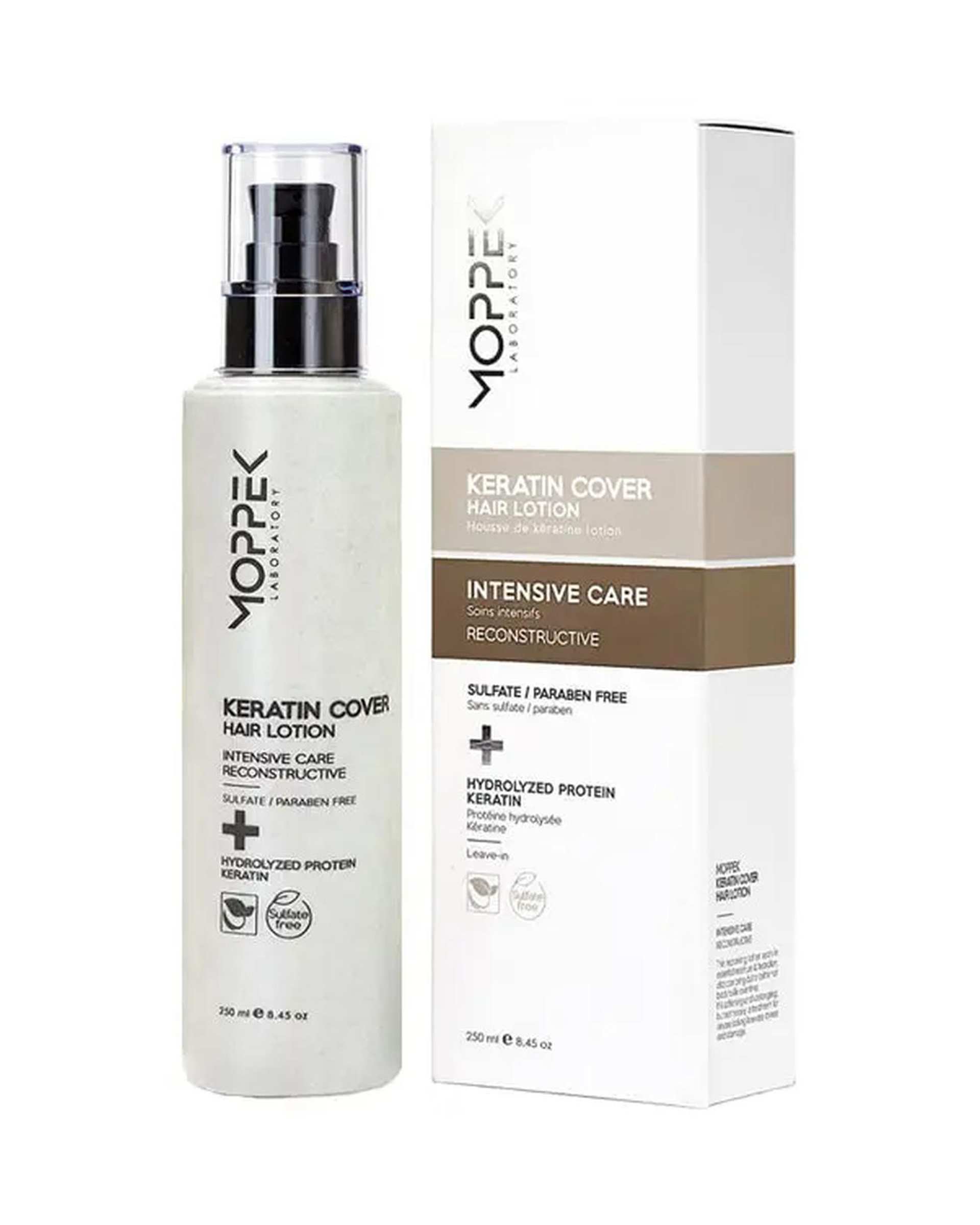 لوسیون مو موپک Moppek مدل keratin cover حجم 250ml