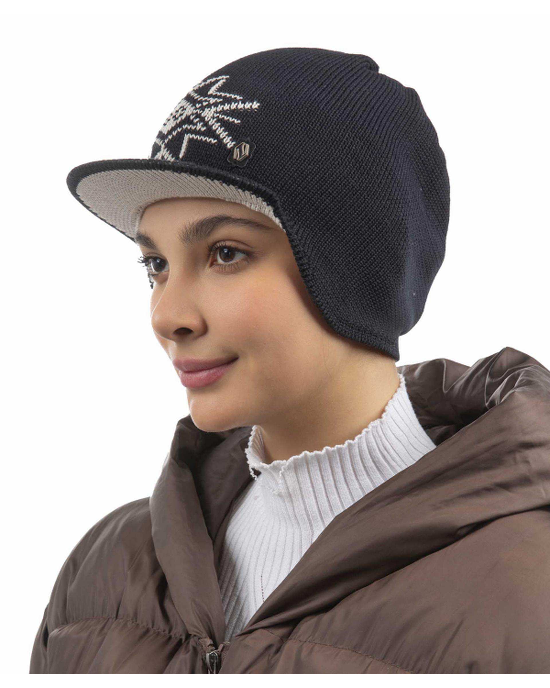کلاه بافت رو گوشی مشکی تارتن Tartan مدل گل کد 101400128
