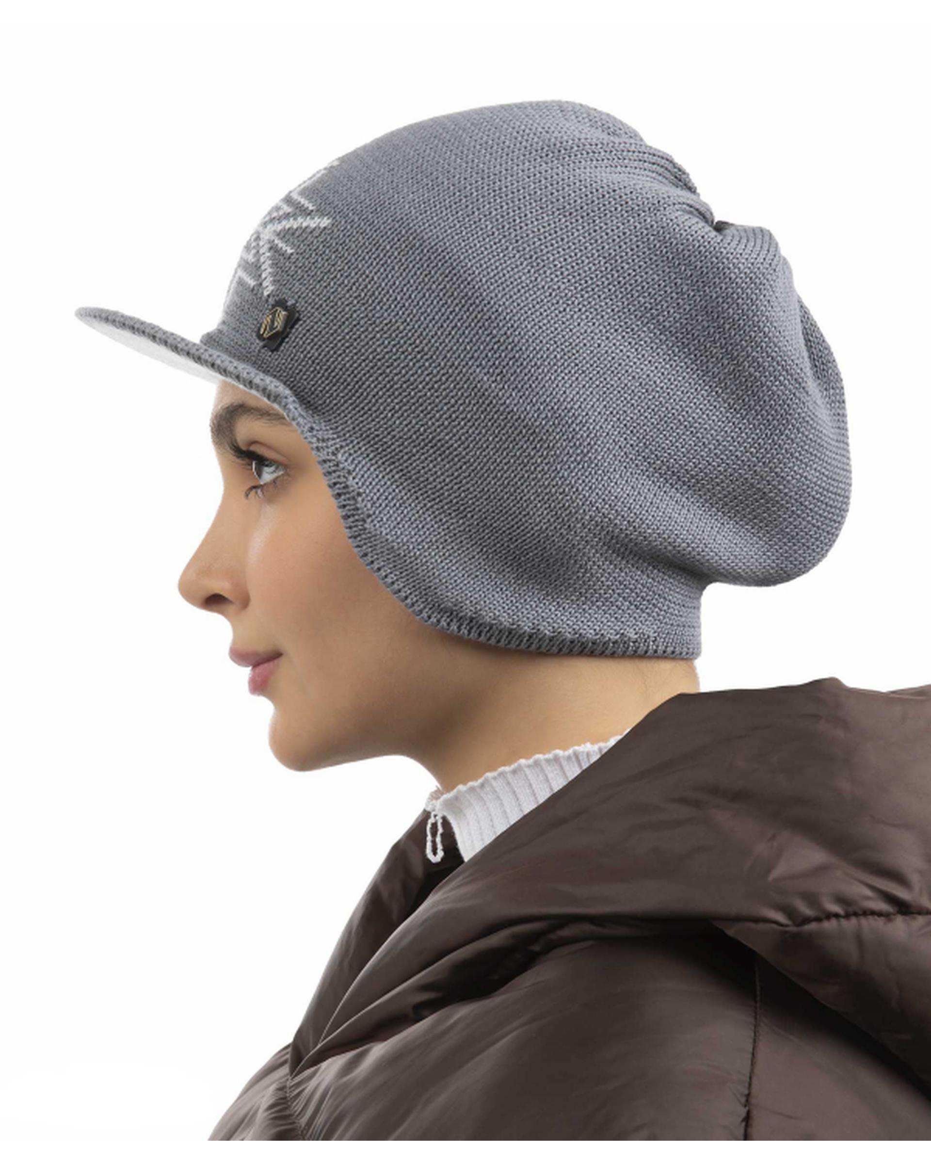 کلاه بافت رو گوشی طوسی تارتن Tartan مدل گل کد 101400128