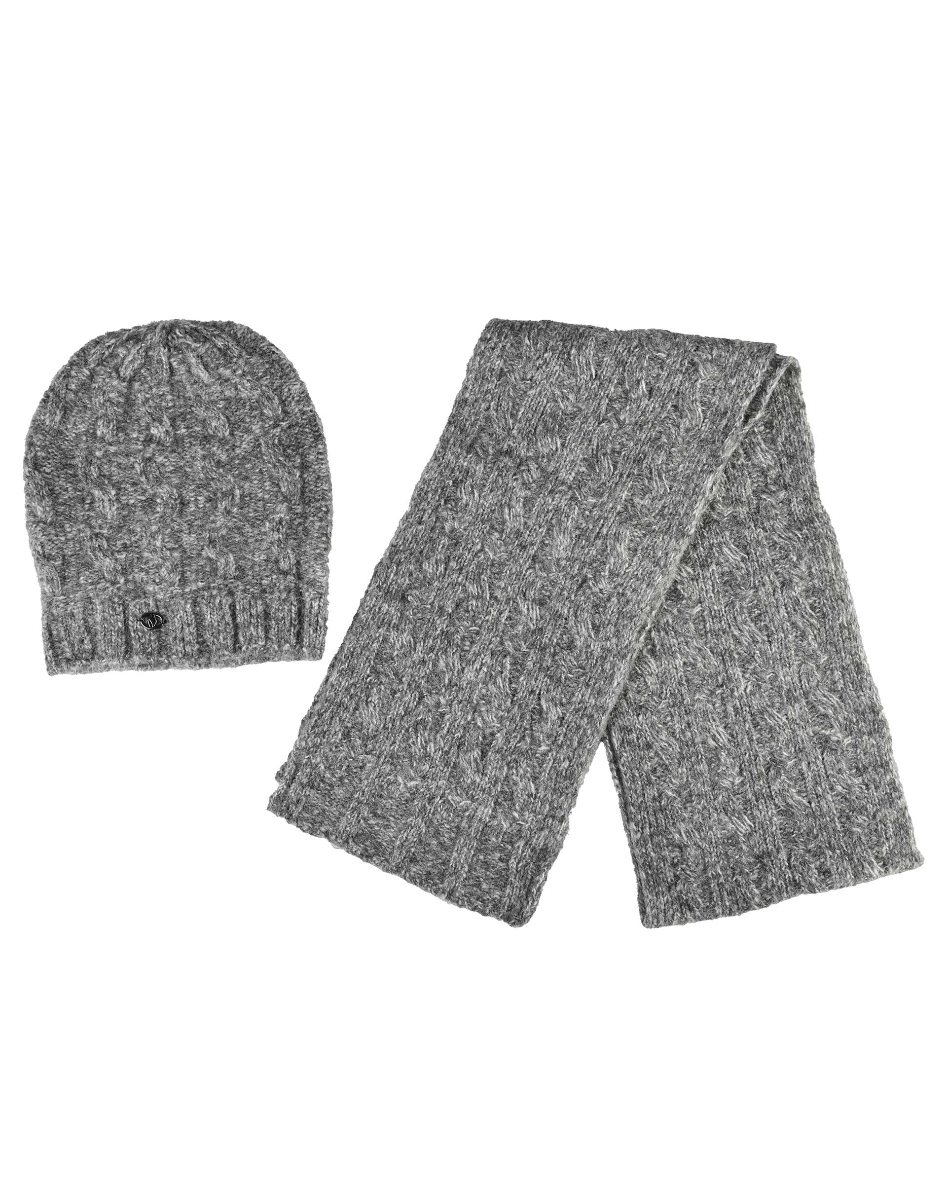 ست کلاه و شال گردن بافت طوسی تارتن Tartan مدل لیس مارپیچ کد 212000606