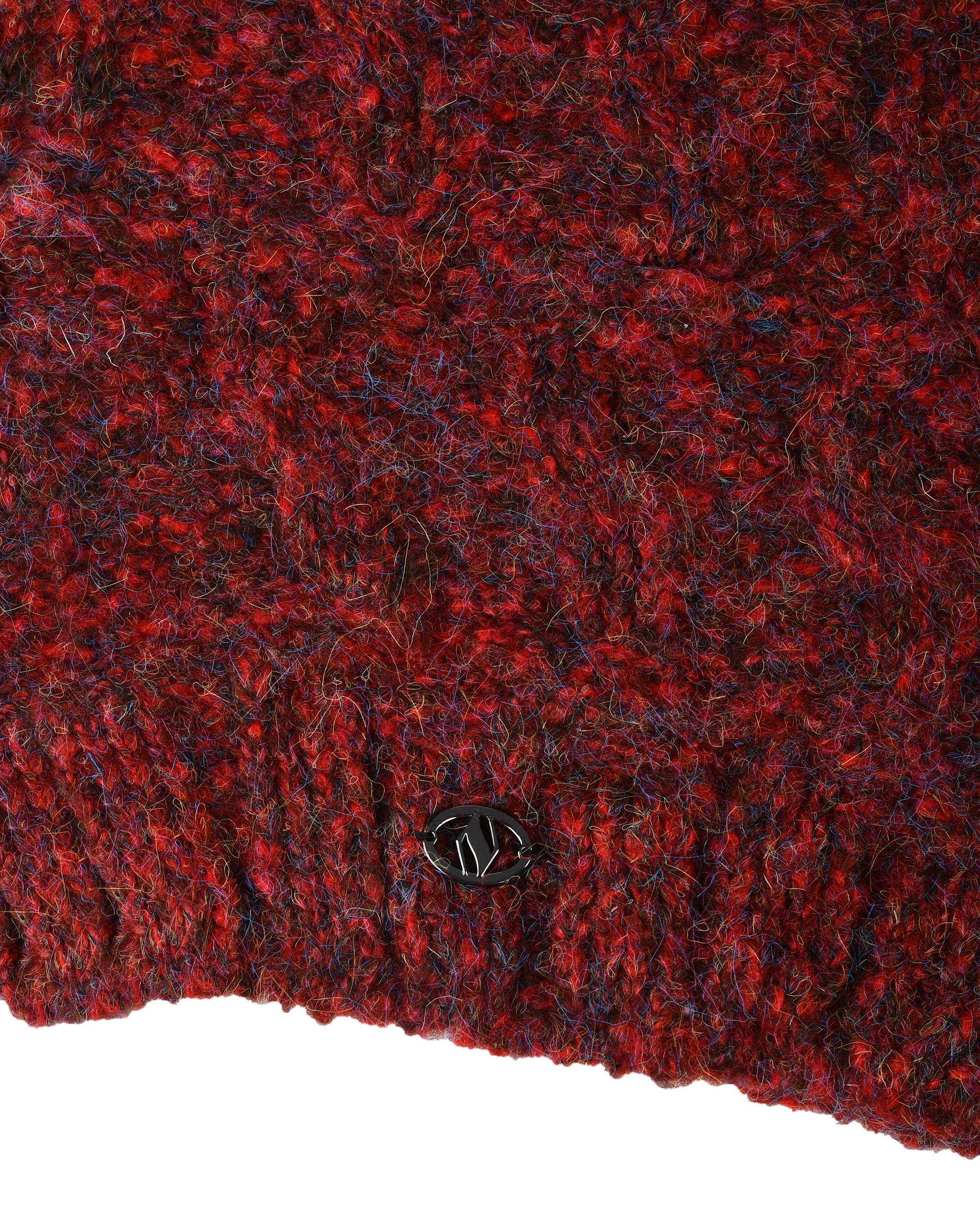 ست کلاه و شال گردن بافت قرمز تارتن Tartan مدل لیس مارپیچ کد 212000606