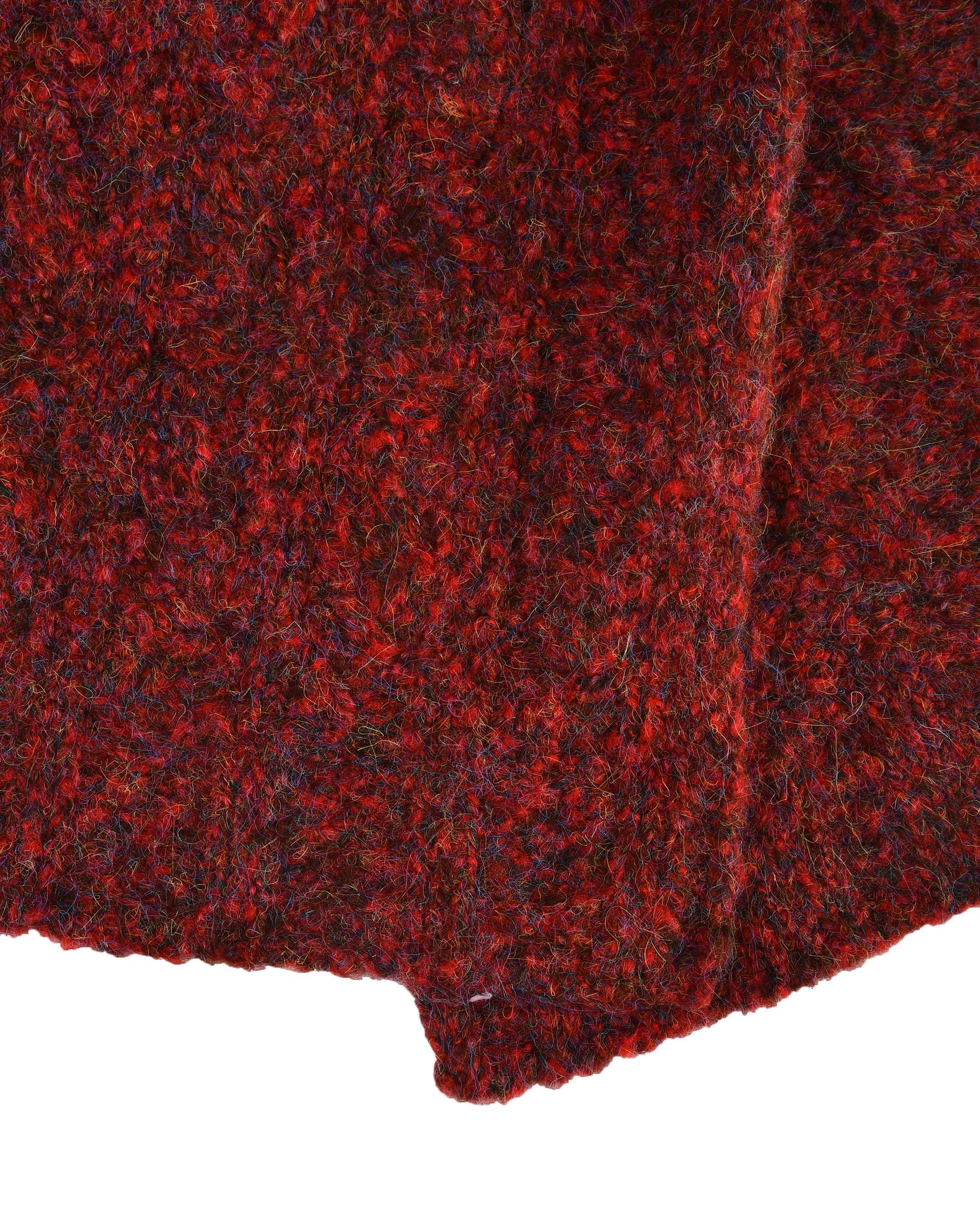 ست کلاه و شال گردن بافت قرمز تارتن Tartan مدل لیس مارپیچ کد 212000606