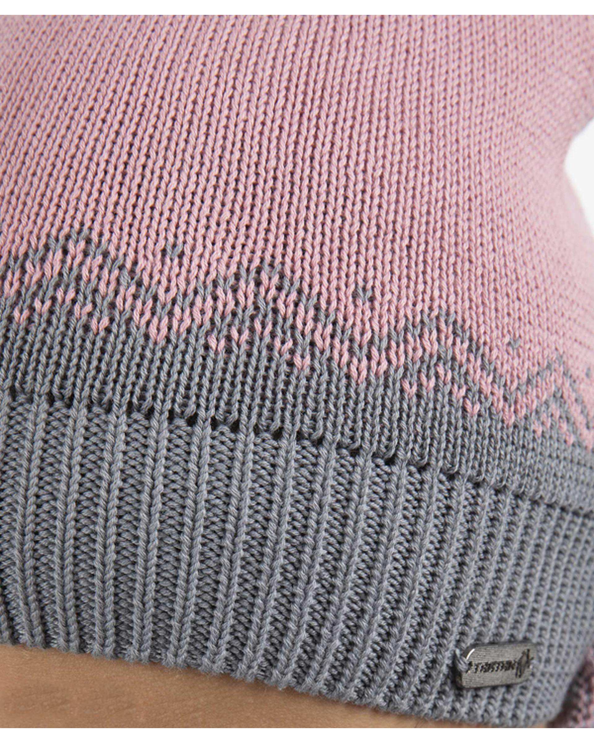 ست کلاه و شال گردن بافت رینگی صورتی طوسی تارتن Tartan مدل مثلث کد 221000126