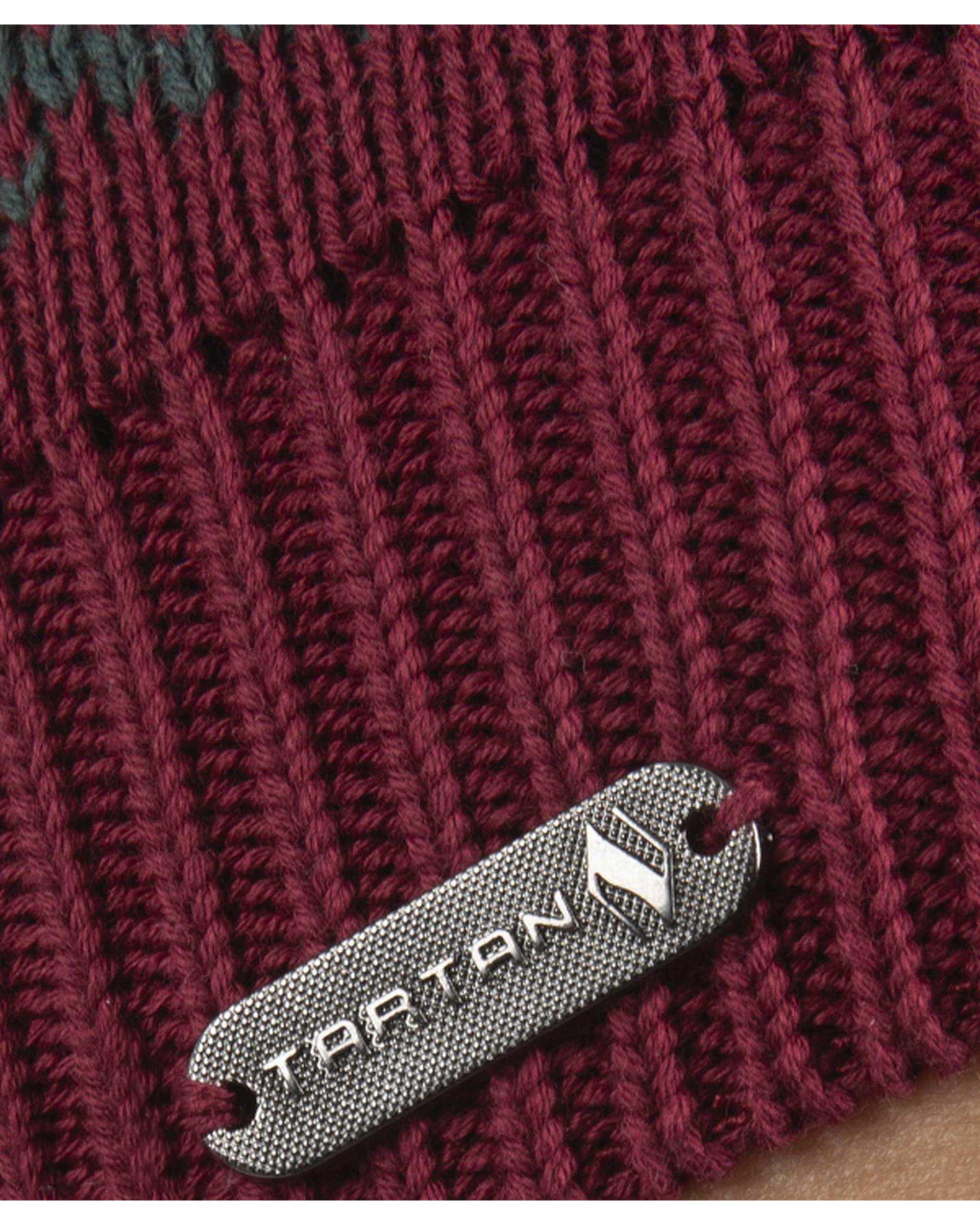 ست کلاه و شال گردن بافت رینگی سبز زرشکی تارتن Tartan مدل مثلث کد 221000126