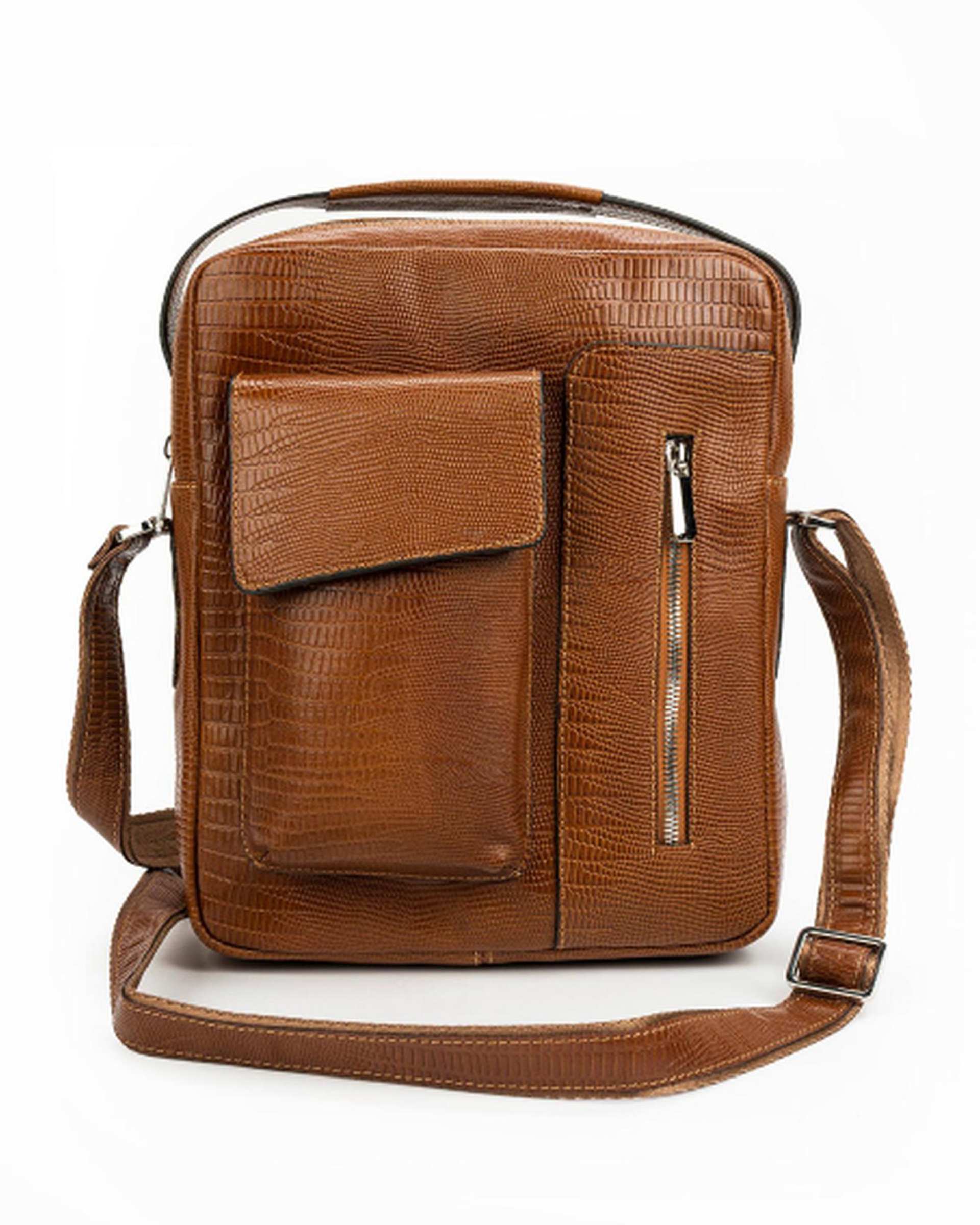 کیف چرم دوشی مردانه عسلی بیسراک Bisrak کد Cb-107-L18