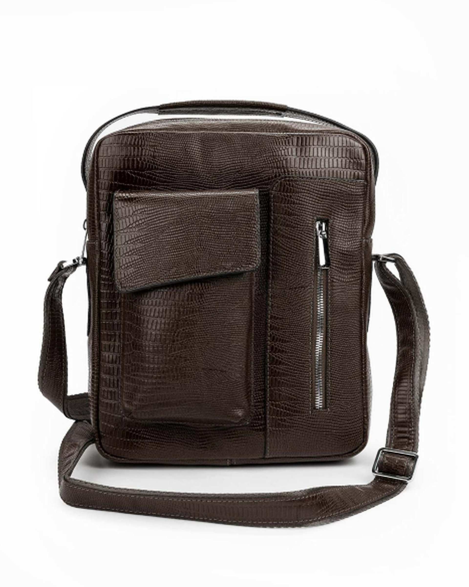 کیف چرم دوشی مردانه قهوه ای بیسراک Bisrak کد Cb-107-L36