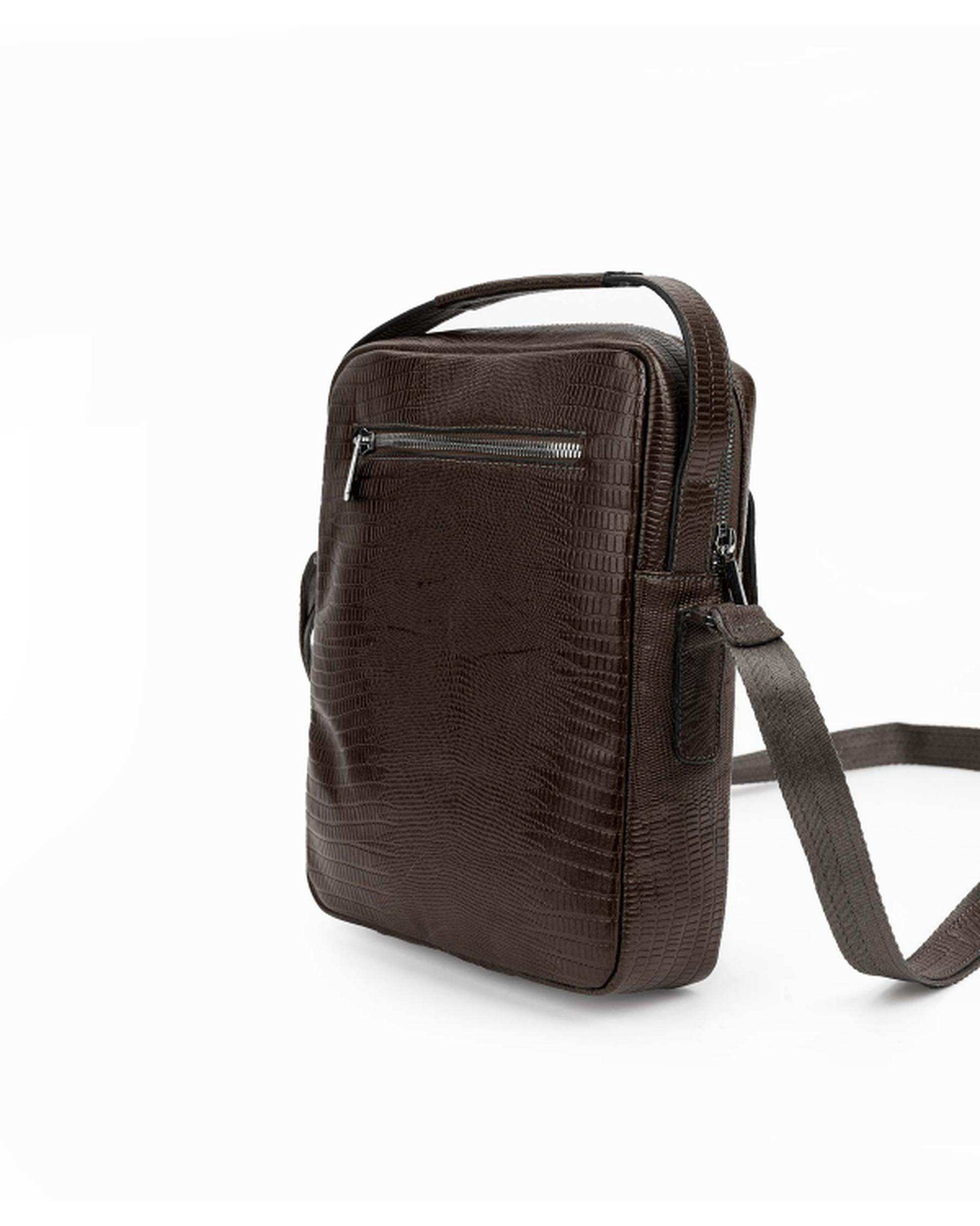 کیف چرم دوشی مردانه قهوه ای بیسراک Bisrak کد Cb-107-L36