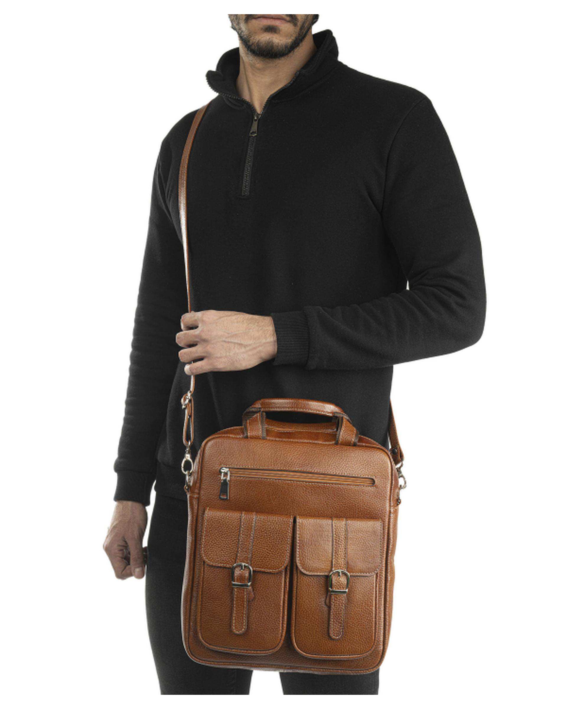 کیف چرم اداری عسلی بیسراک Bisrak کد E-403F-18